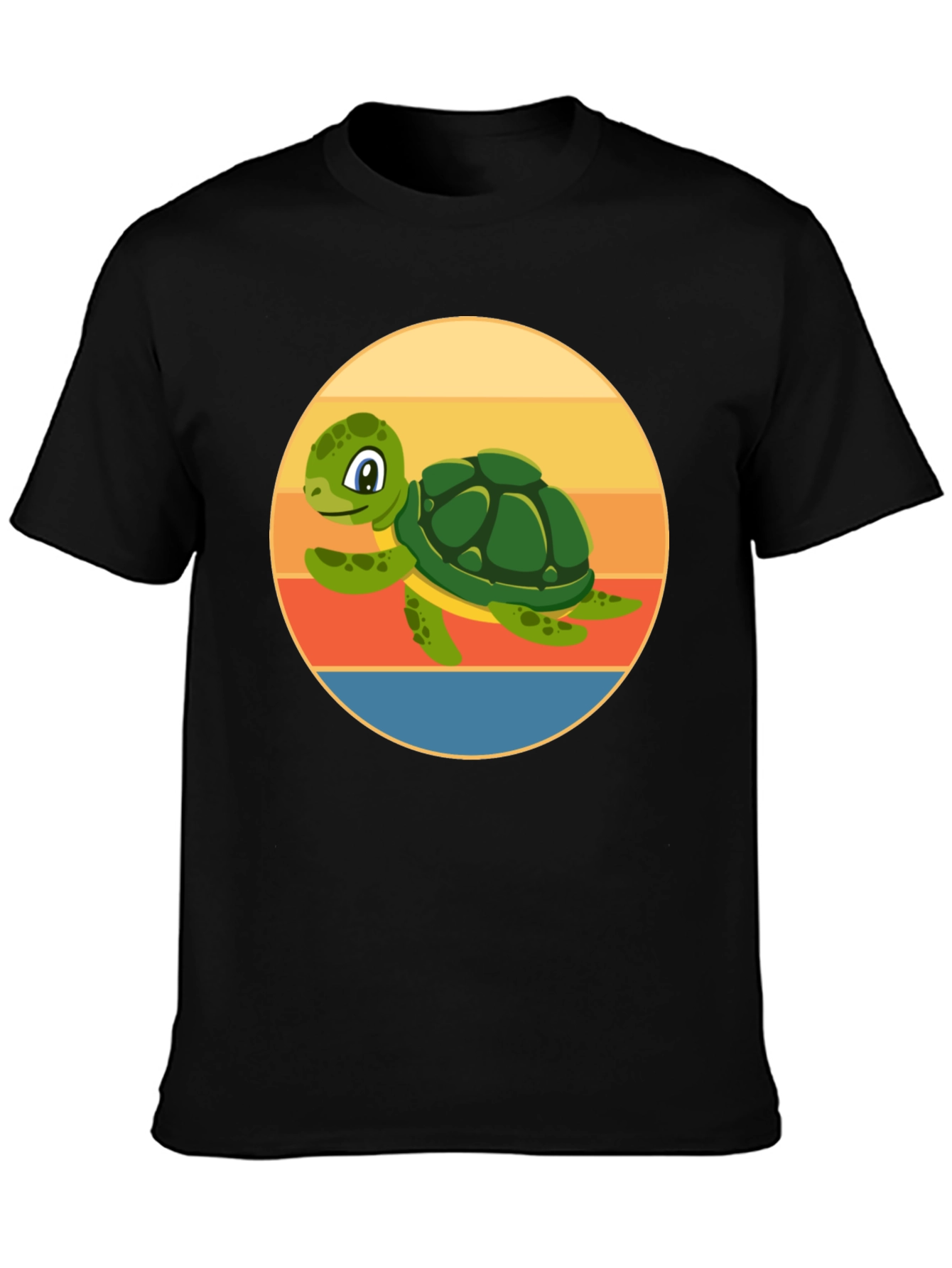 Black Cute Turtle Graphic Tee - Retro Style view 3