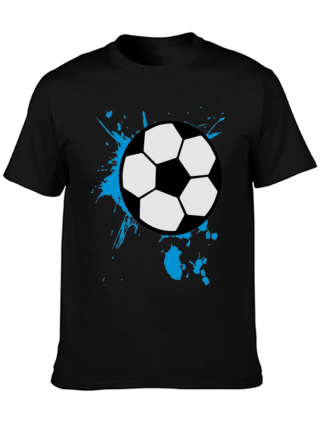Black Soccer Ball Splash Tee - Black Cotton Graphic T-Shirt view 3