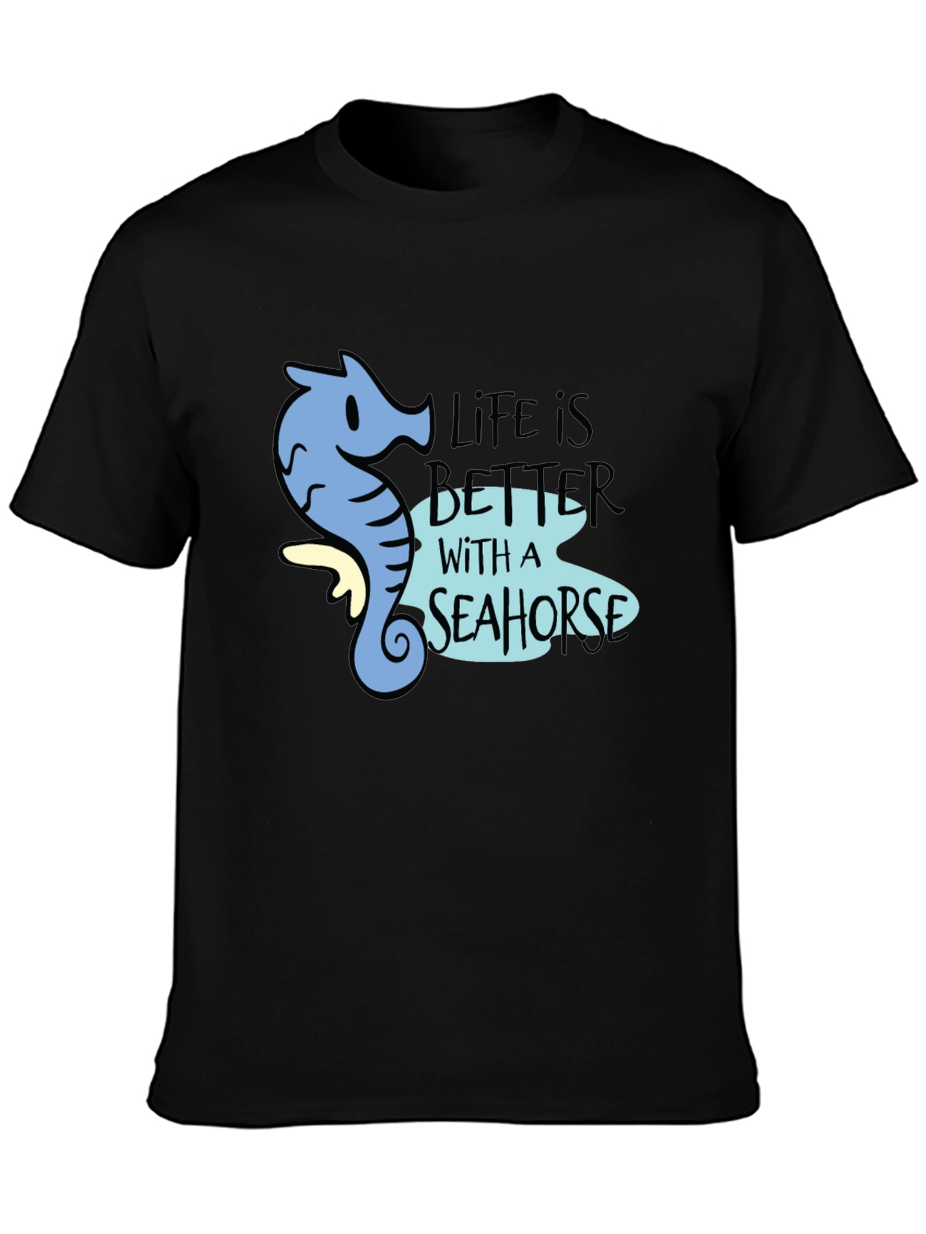 Black Life is Better with a Seahorse Black Graphic Tee view 3
