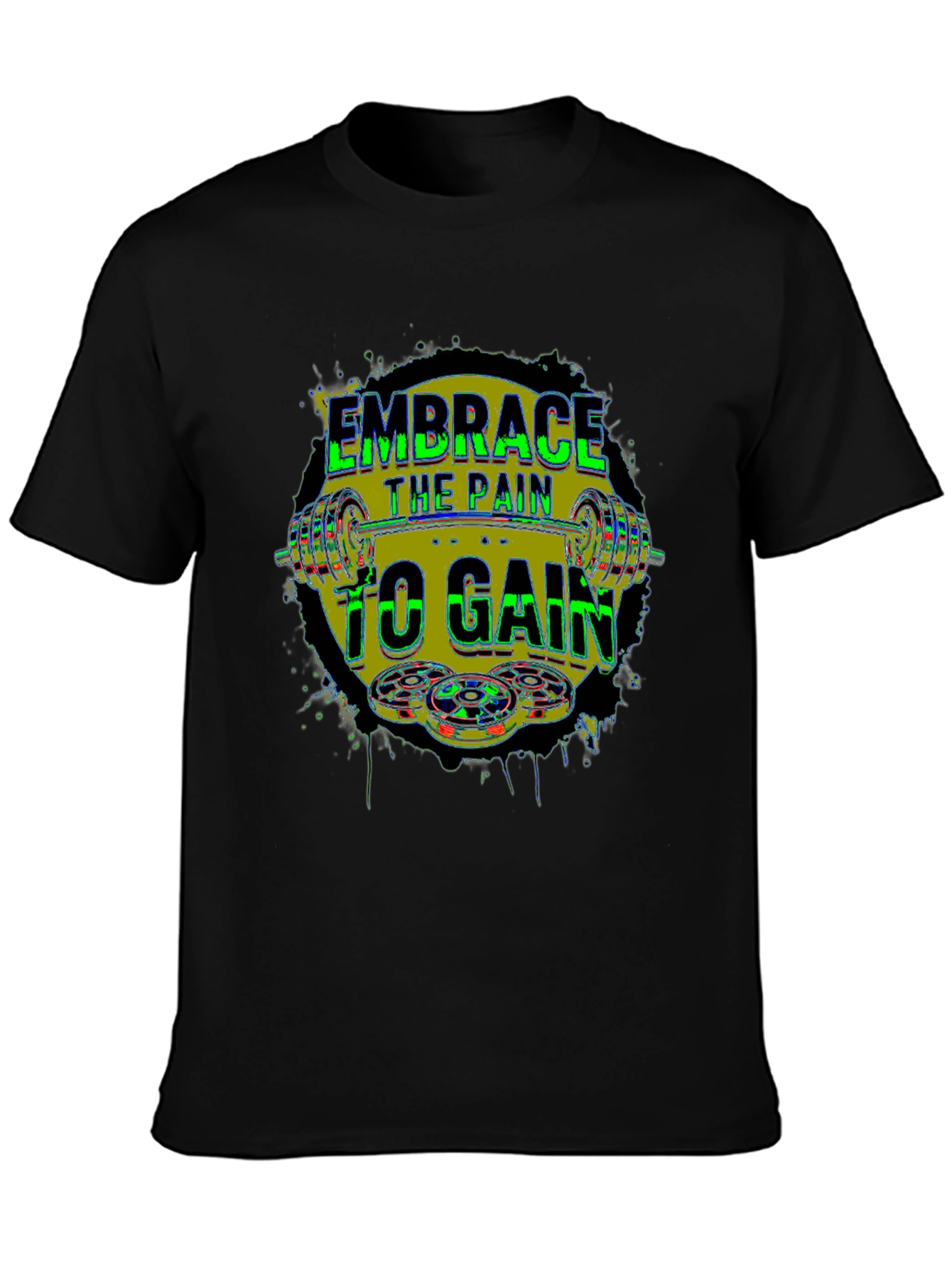 Black Embrace the Pain to Gain Fitness T-Shirt view 3