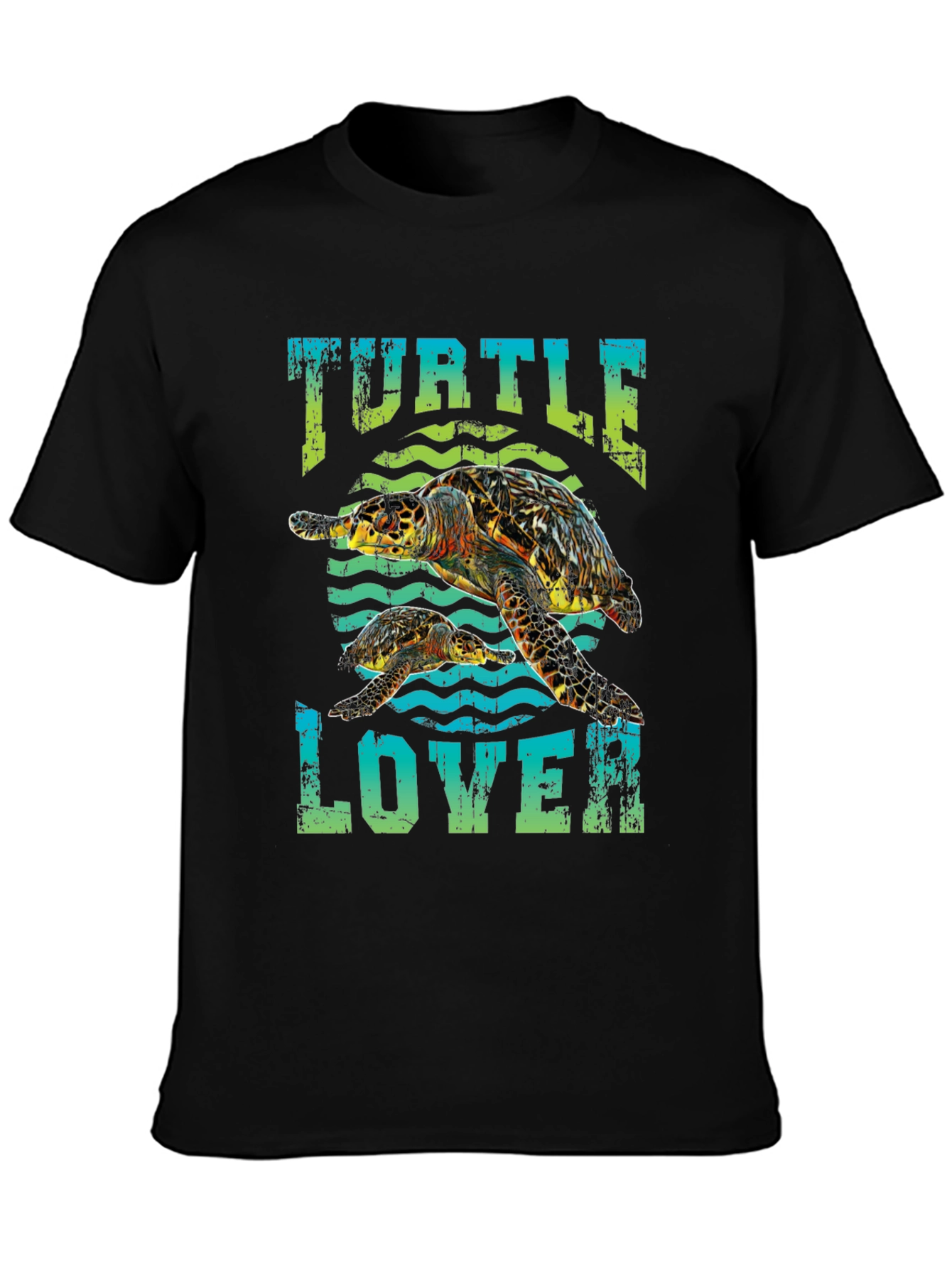 Black Turtle Lover Graphic Tee - Black Cotton T-Shirt view 3