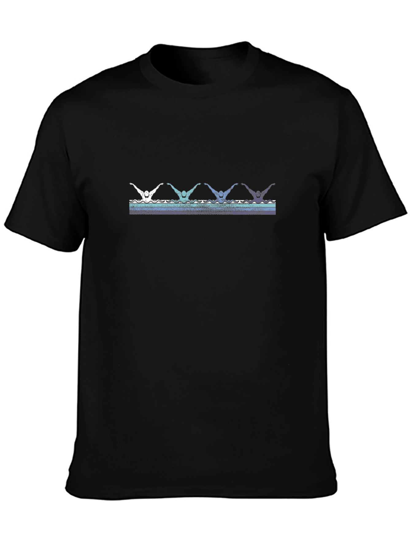 Black Retro Swimmers Black T-Shirt view 3