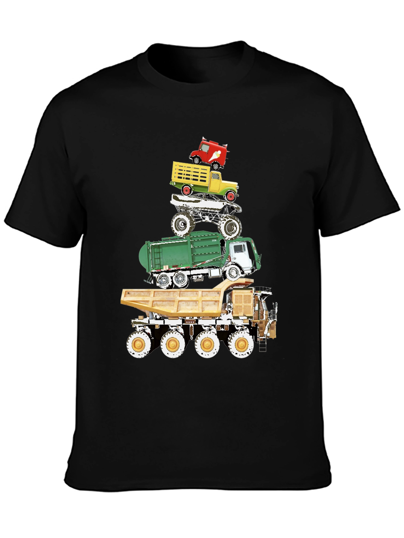 Black Truck Stack Graphic Tee - Fun Novelty Design view 3