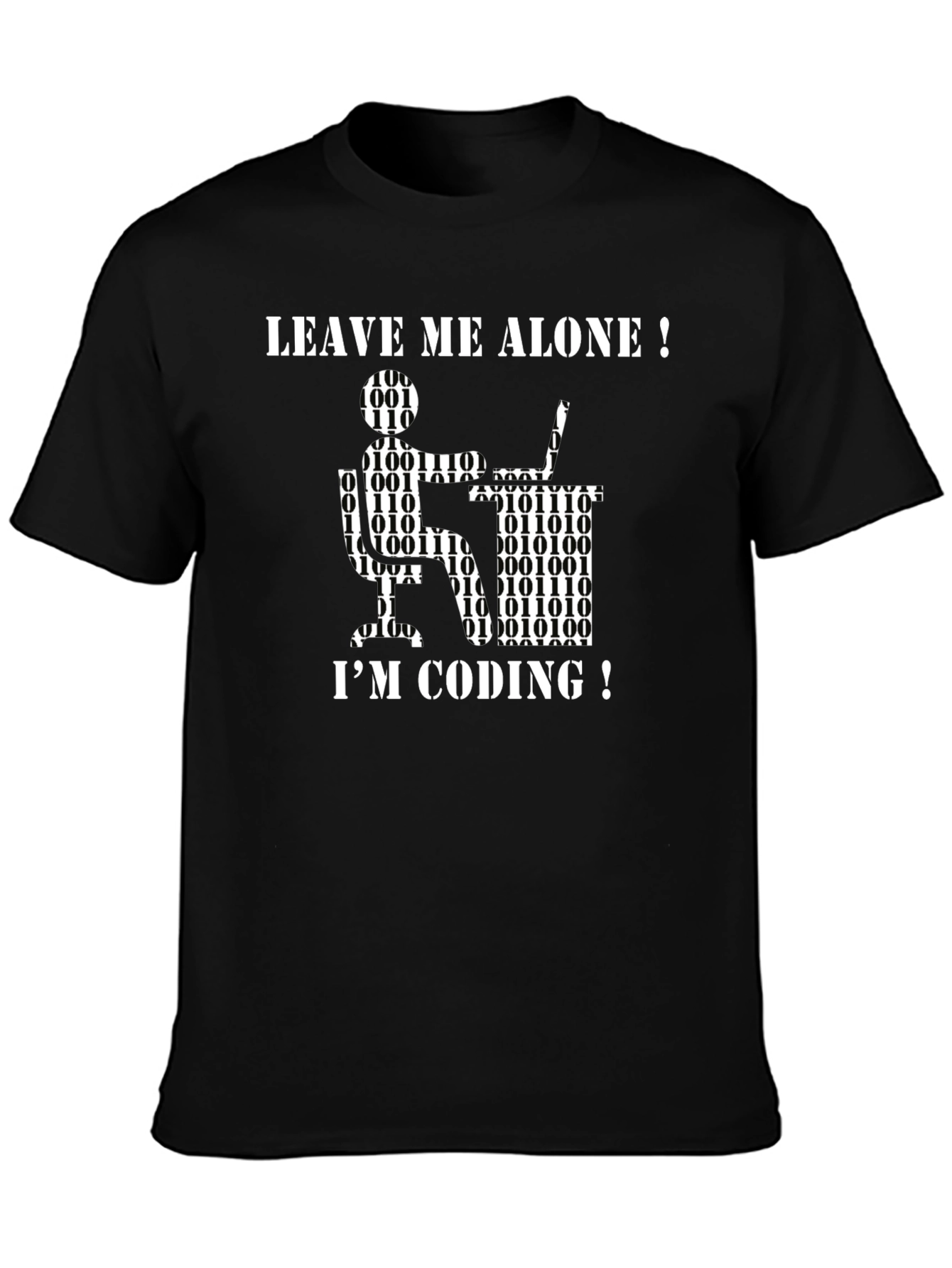 Black Leave Me Alone I'm Coding Graphic T-Shirt view 3