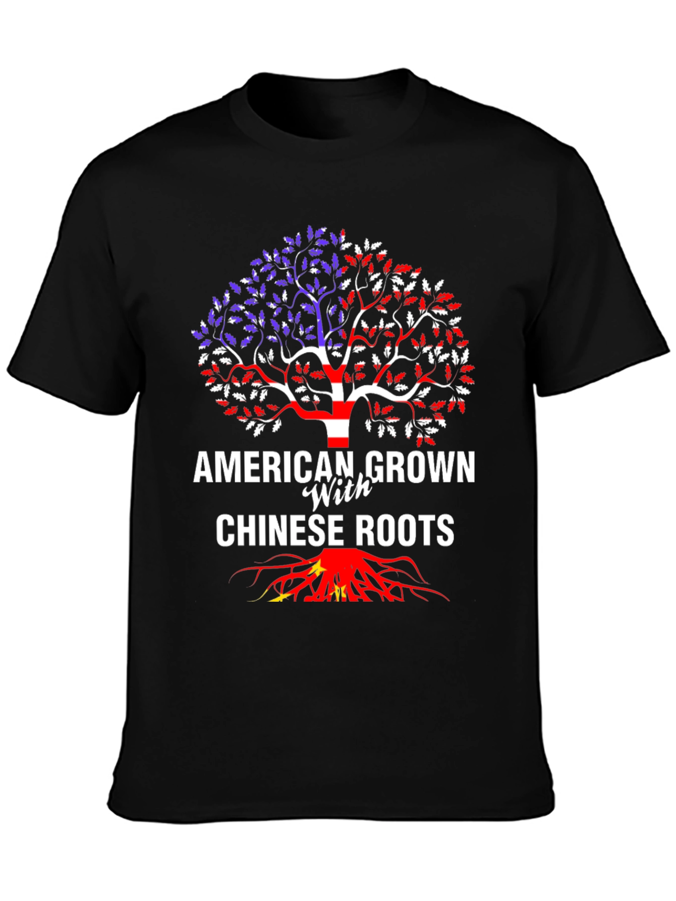 Black American Grown with Chinese Roots T-Shirt view 3