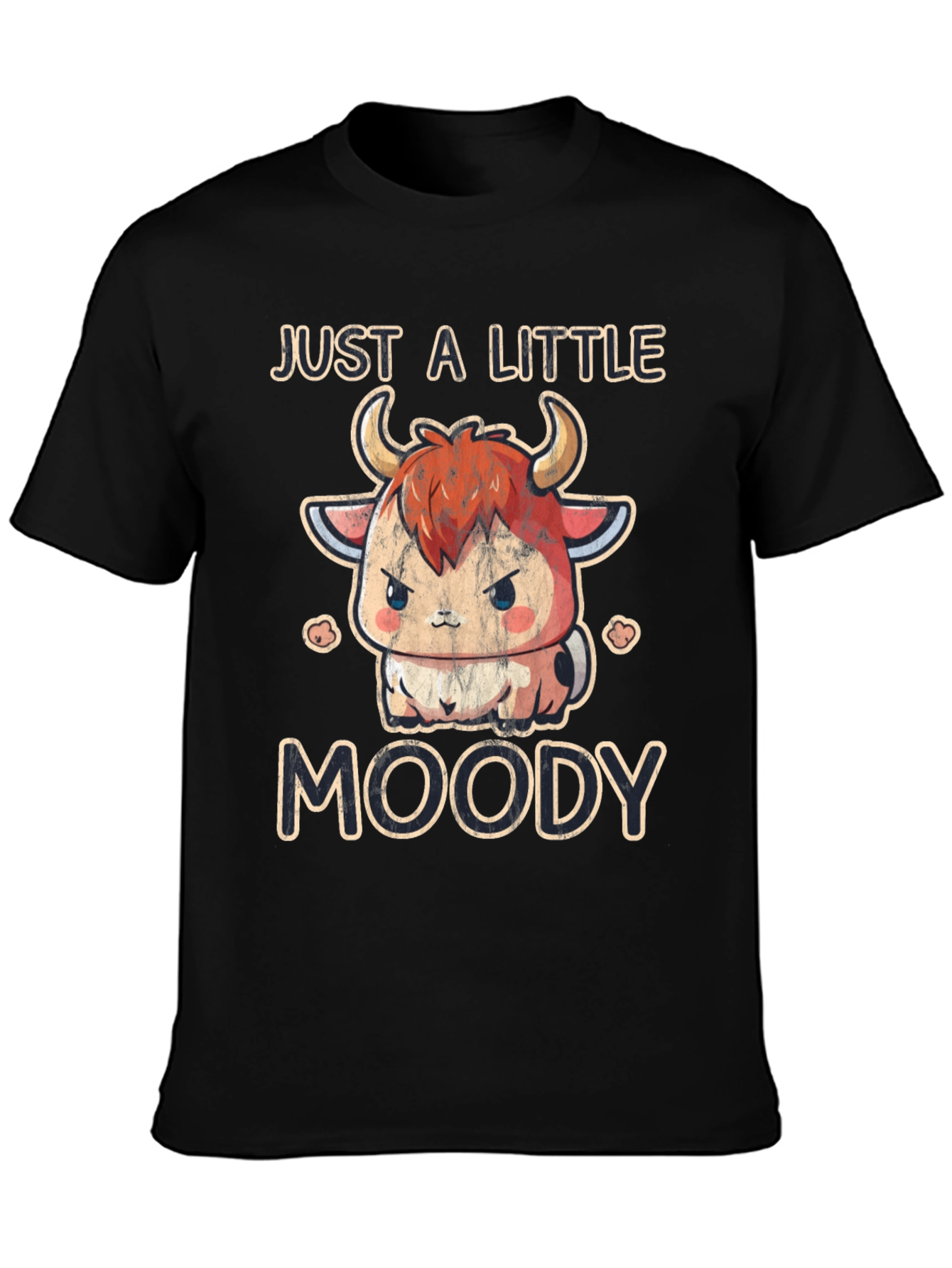 Black Just a Little Moody Cow T-Shirt view 3