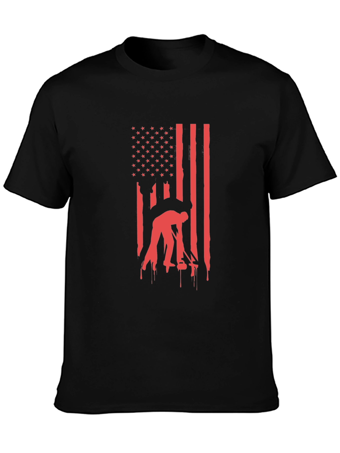 Black American Flag Welder T-Shirt - Patriotic Welding Tee view 3