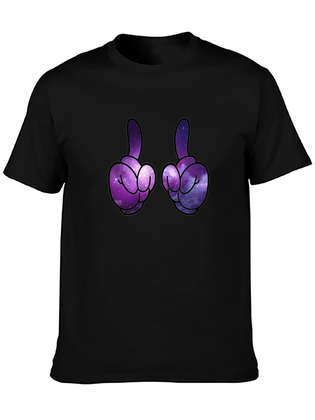 Black Galaxy Finger Graphic Tee - Black Unisex T-Shirt view 3