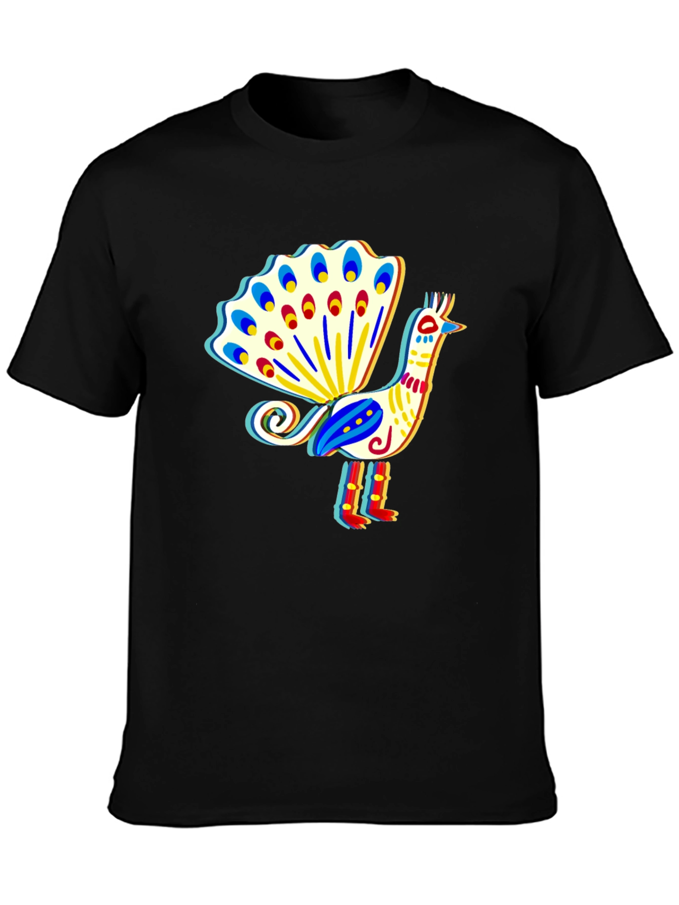Black Peacock Graphic T-Shirt - Stylish Bird Design view 3