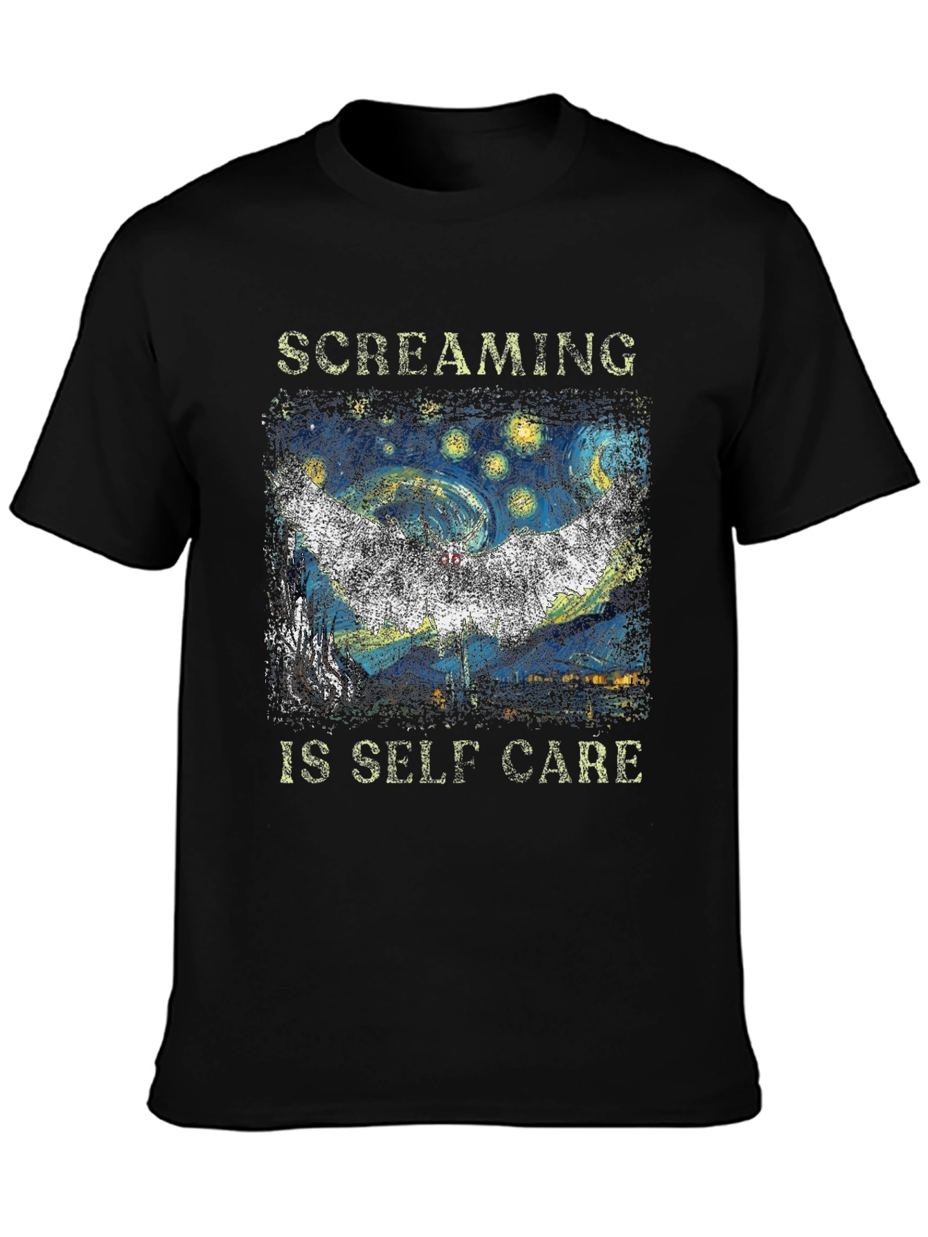 Black Screaming Is Self Care Graphic T-Shirt view 3