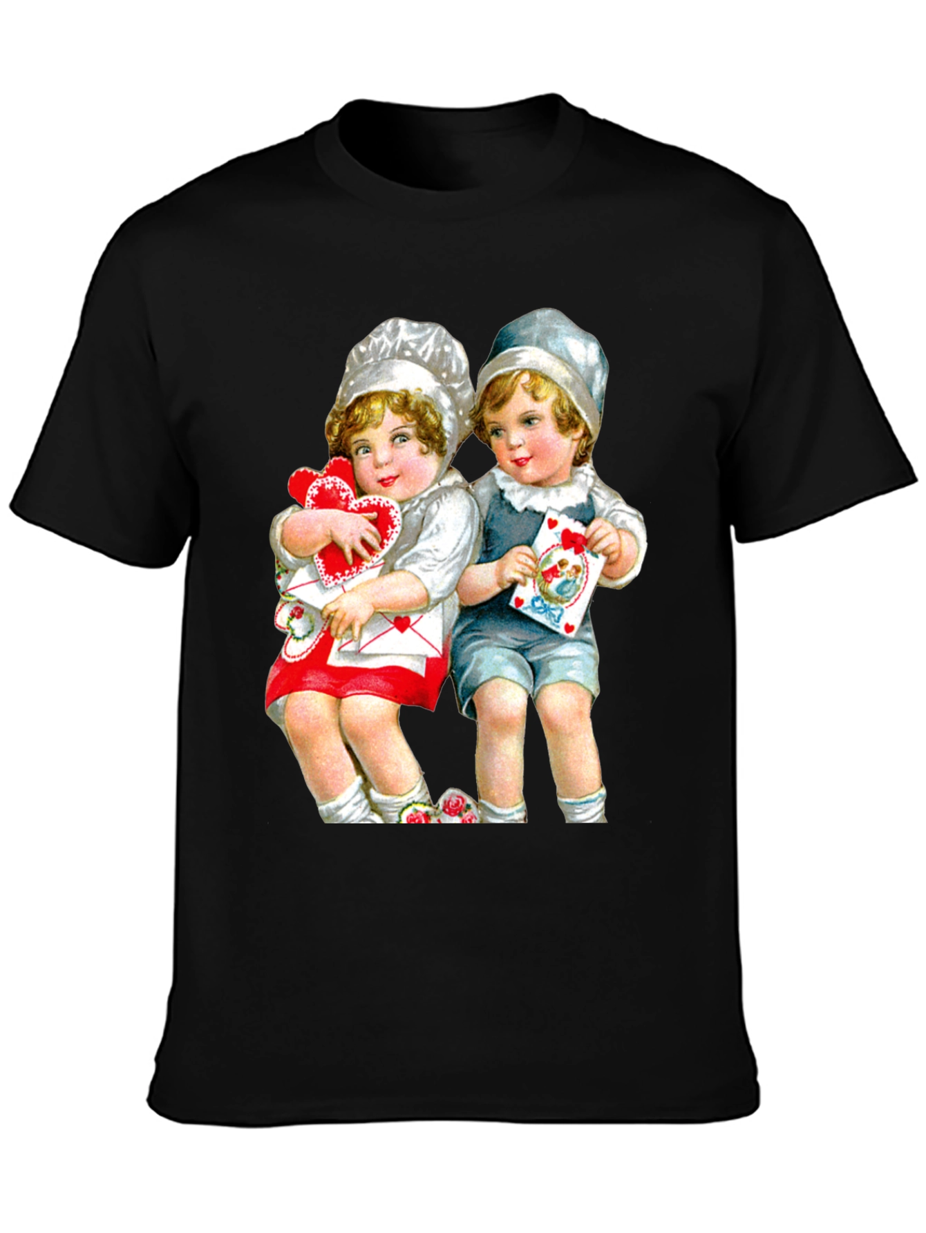 Black Vintage Valentine's Day Kids Graphic T-Shirt view 3