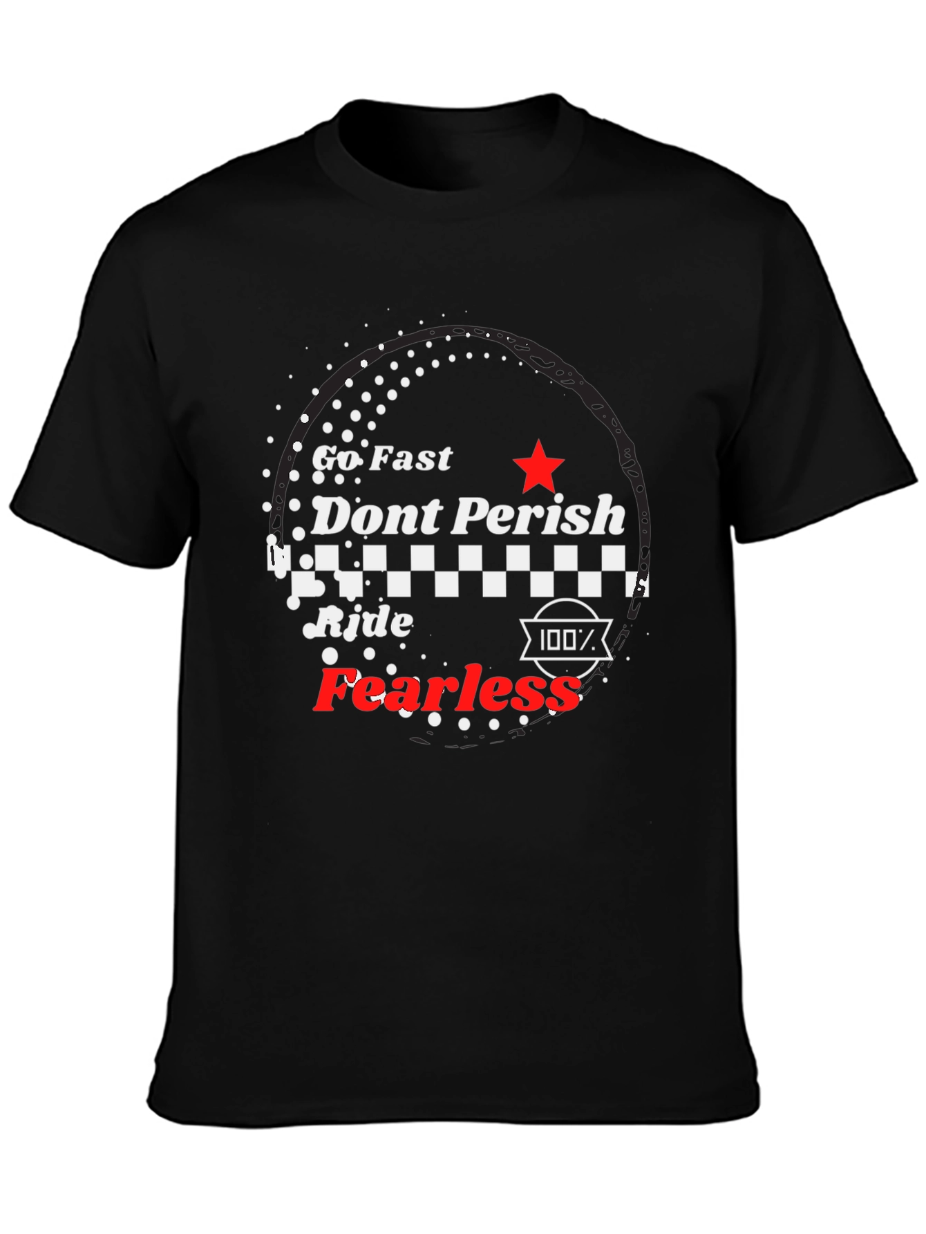 Black Go Fast Fearless Ride Black Graphic Tee view 3
