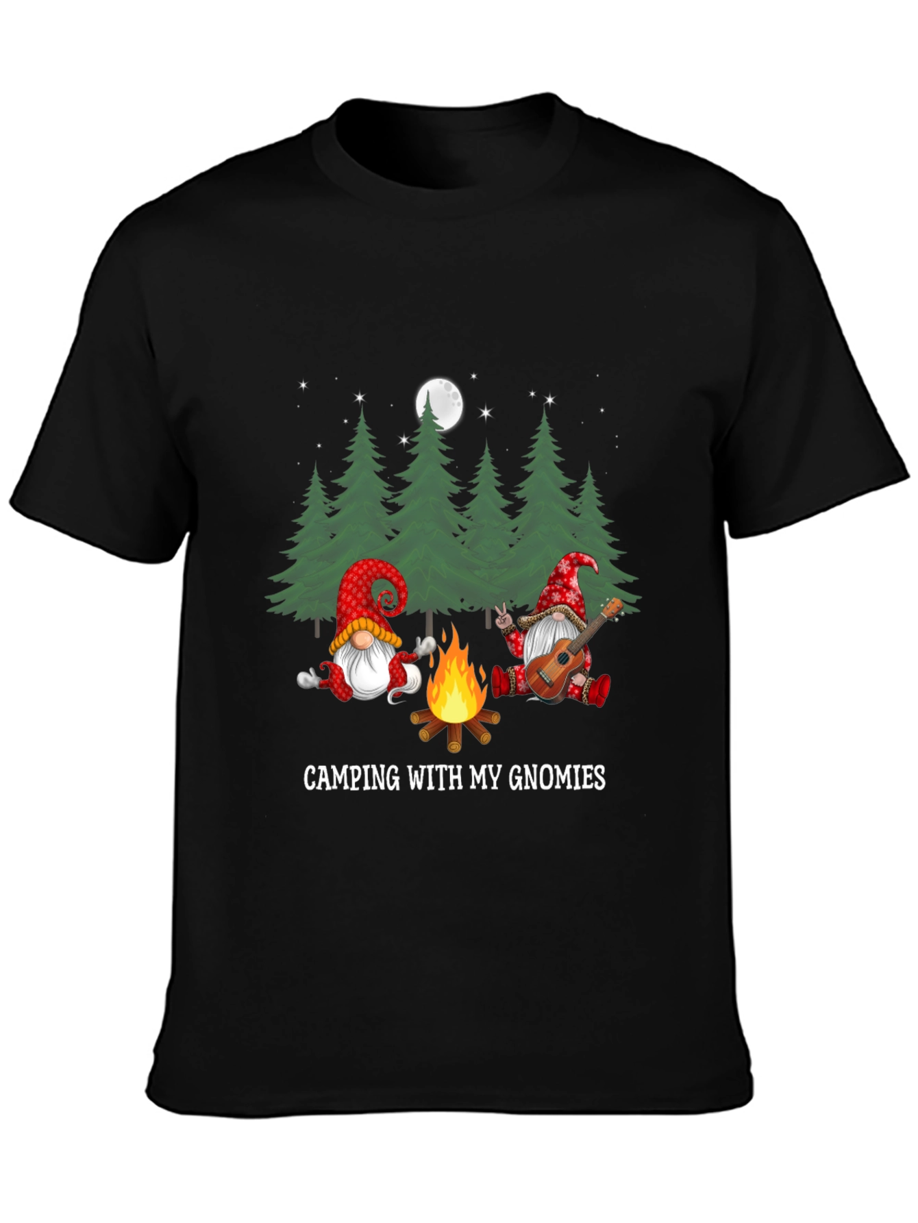 Black Camping with My Gnomies Graphic Tee view 3
