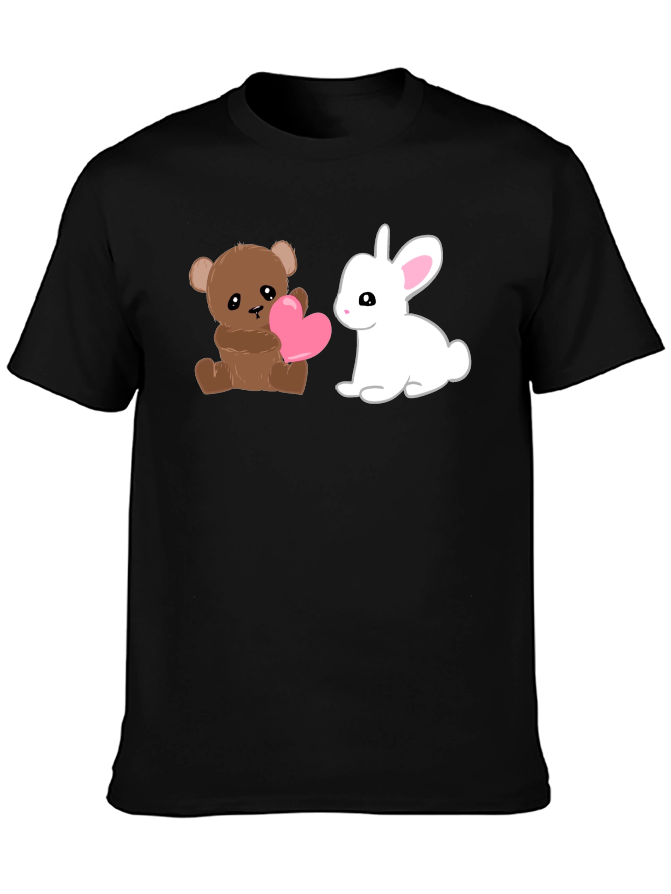 Black Cute Cartoon Animals Graphic T-Shirt view 3