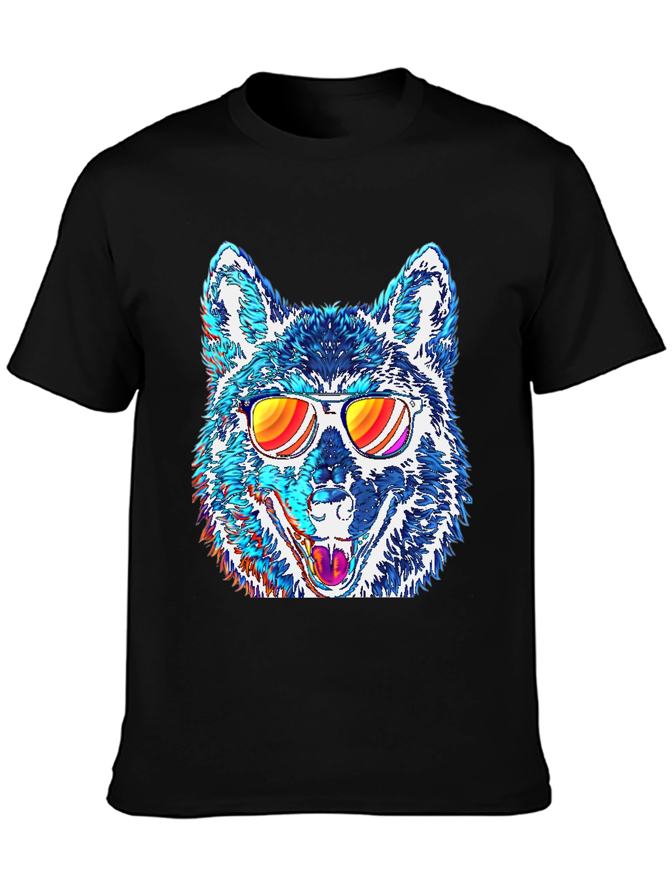 Black Cool Wolf Graphic Tee view 3