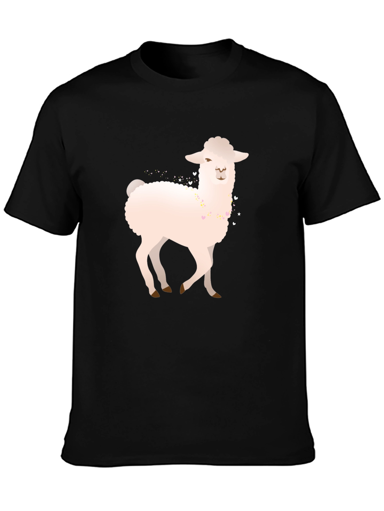 Black Llama Graphic Tee - Black Cotton Blend Casual Shirt view 3