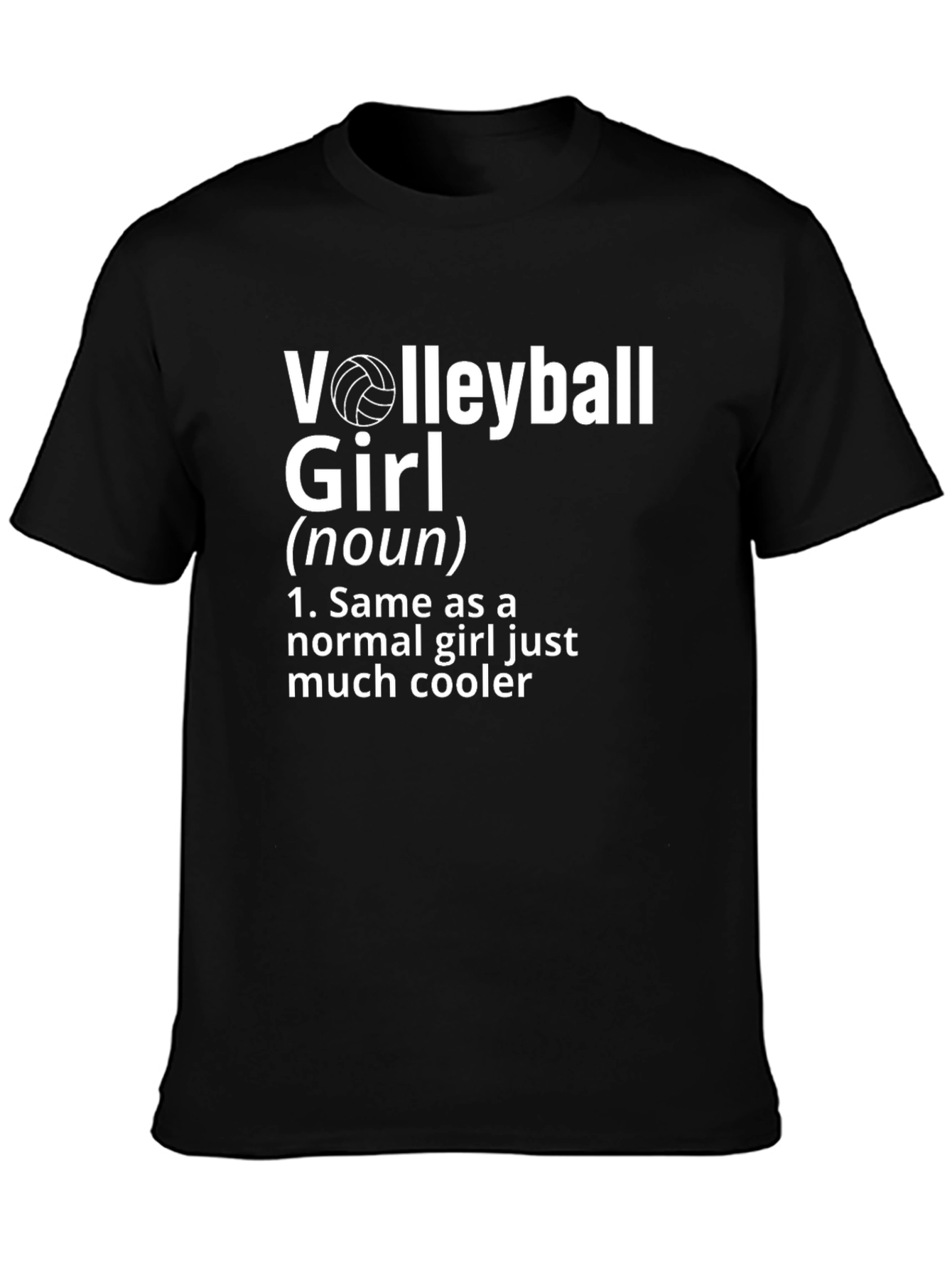 Black Volleyball Girl Definition T-Shirt - Cool & Sporty Tee view 3