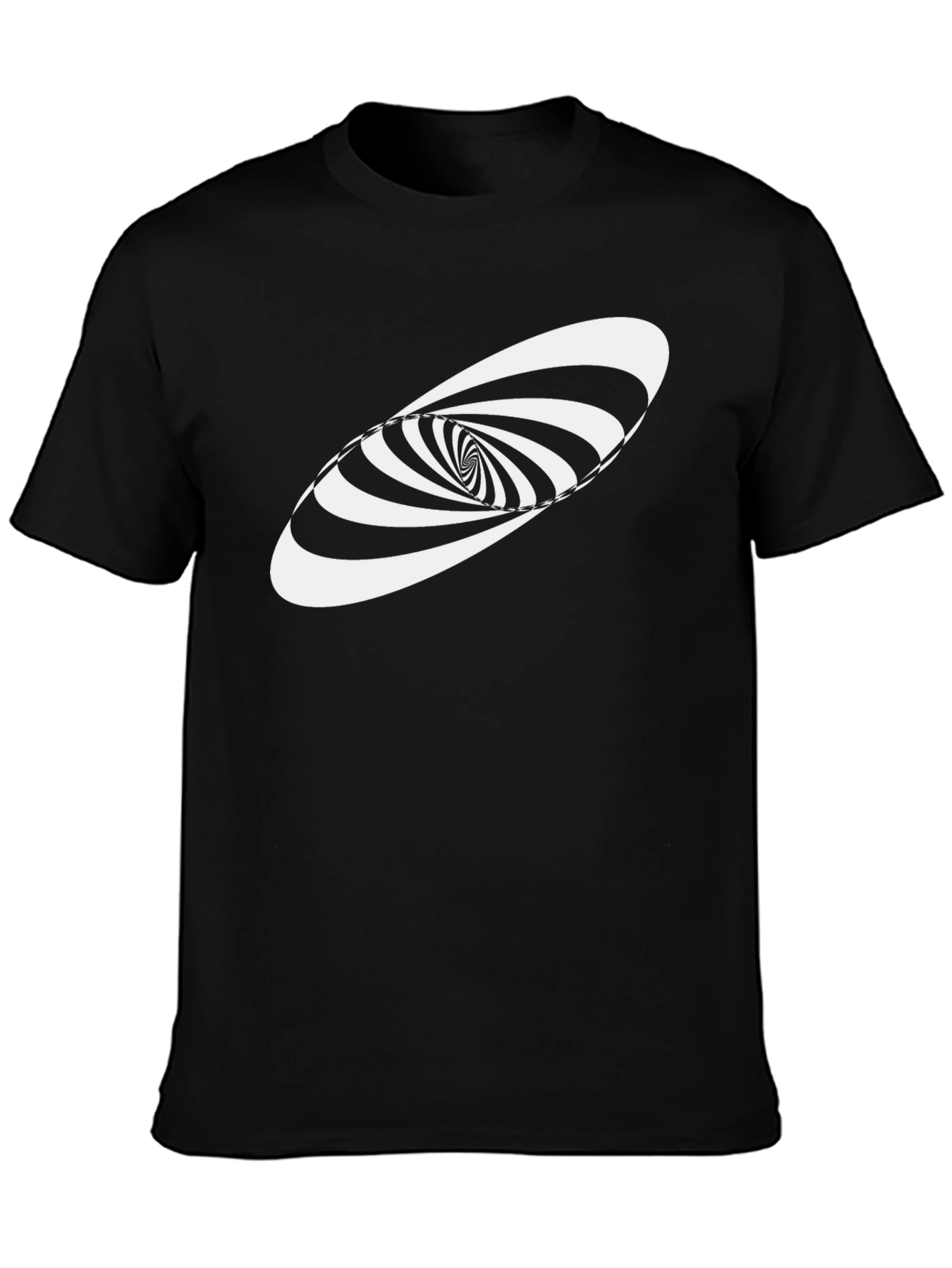 Black Optical Illusion Swirl Graphic Tee - Black Cotton view 3