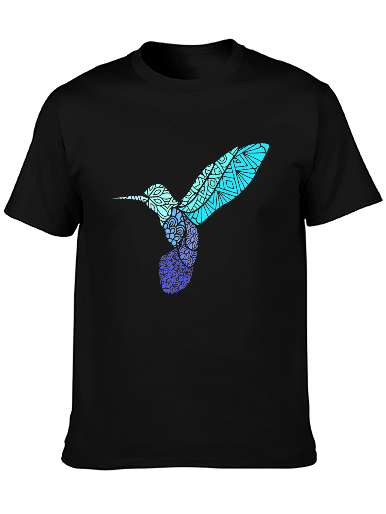 Black Hummingbird Graphic Tee - Stylish Men's Black T-Shirt view 3