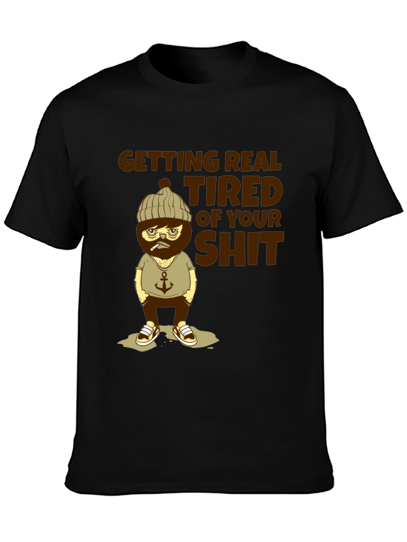 Black "Getting Real Tired" Graphic T-Shirt view 3