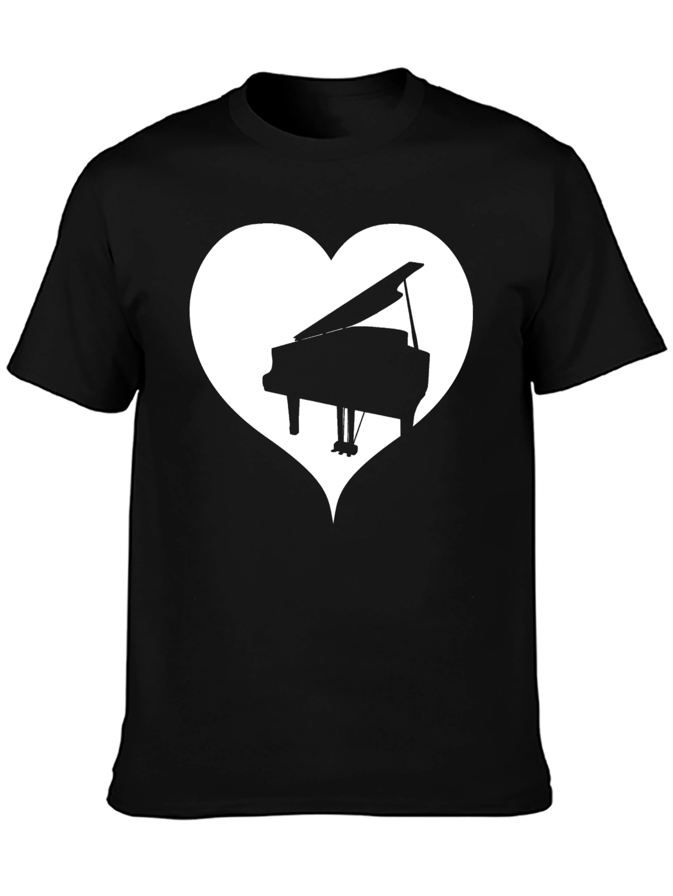 Black Piano Heart T-Shirt - Music Lover Tee view 3
