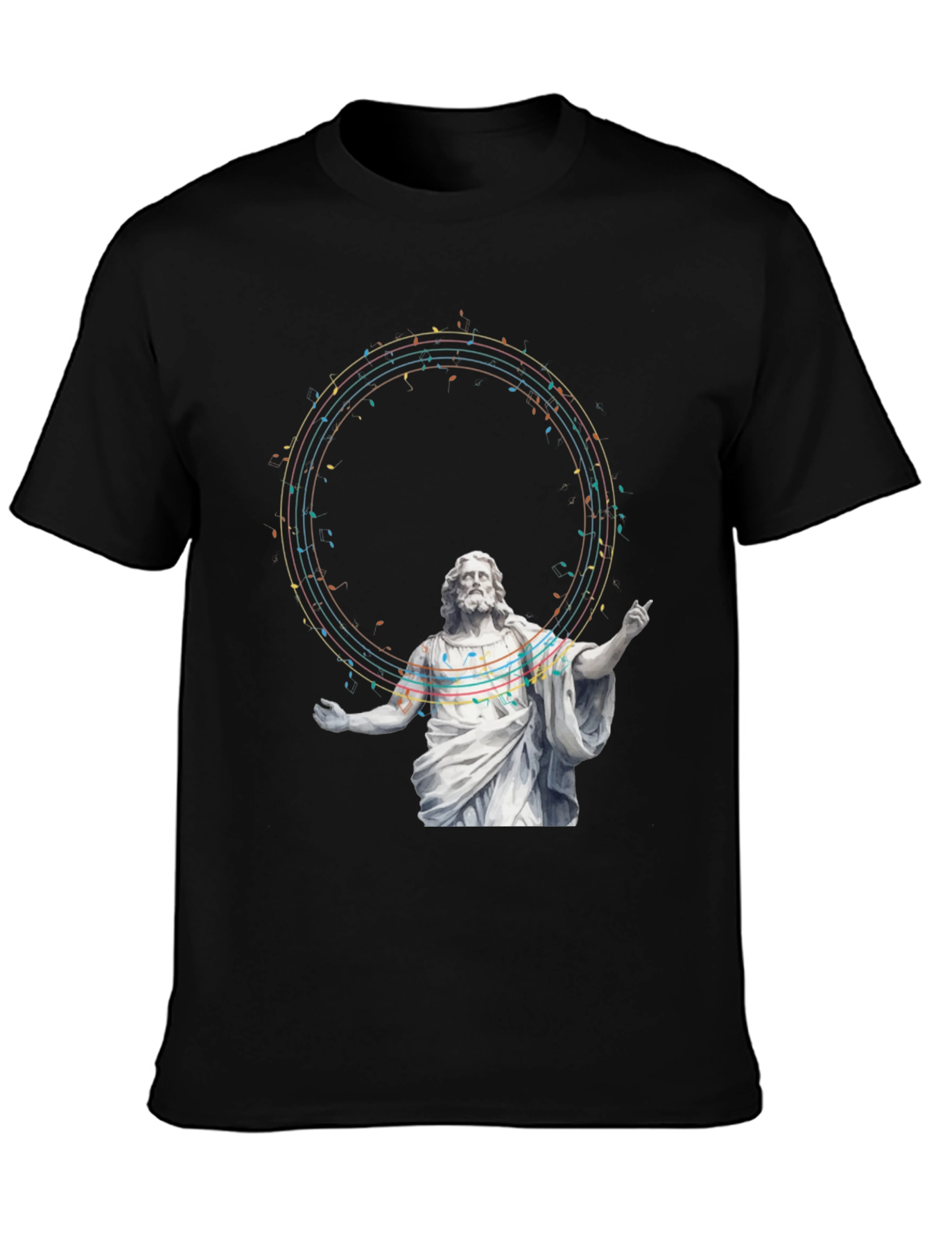 Black Musical Jesus Graphic Tee - Black Cotton T-Shirt view 3