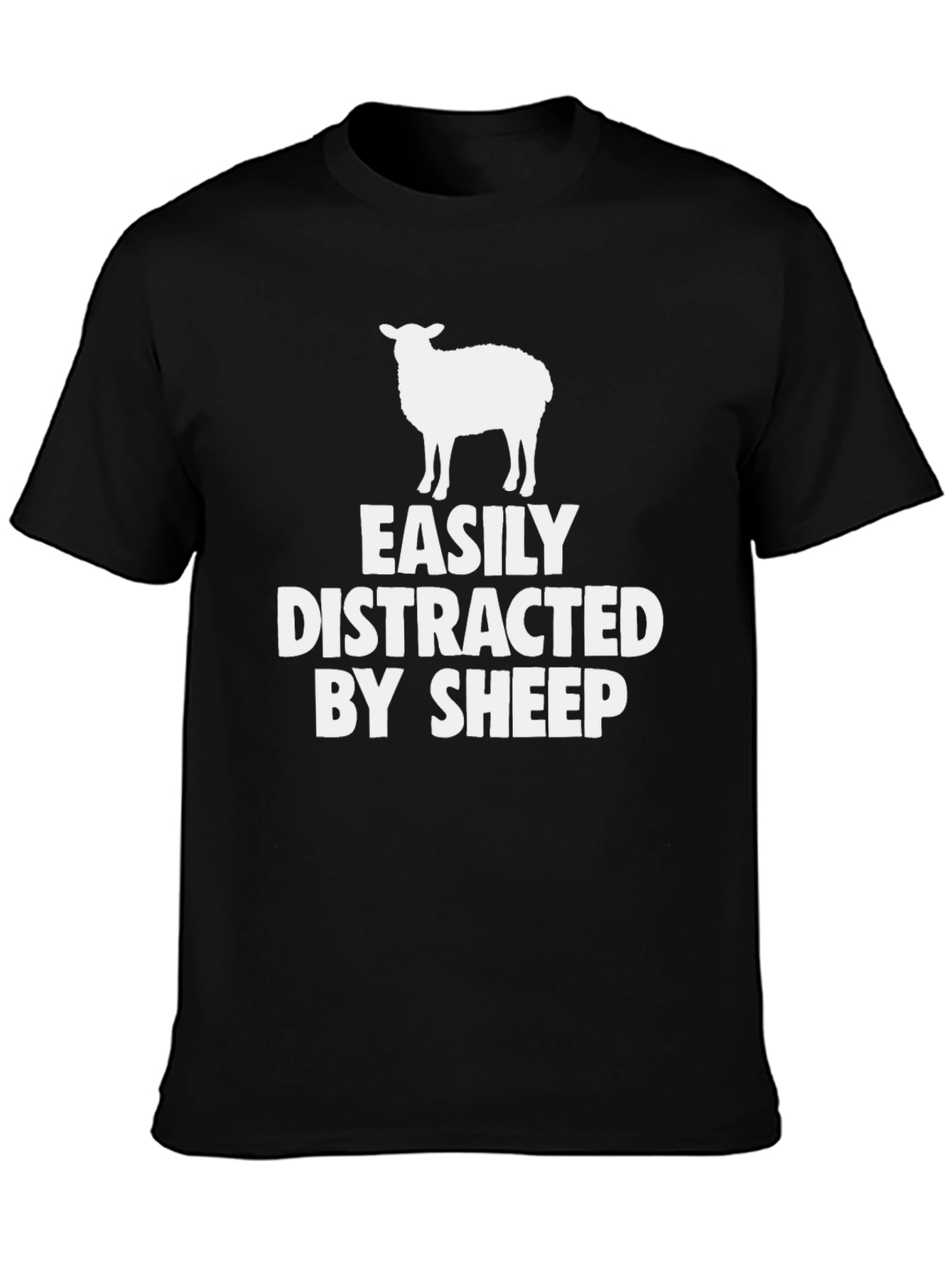 Black Easily Distracted by Sheep Graphic Tee view 3