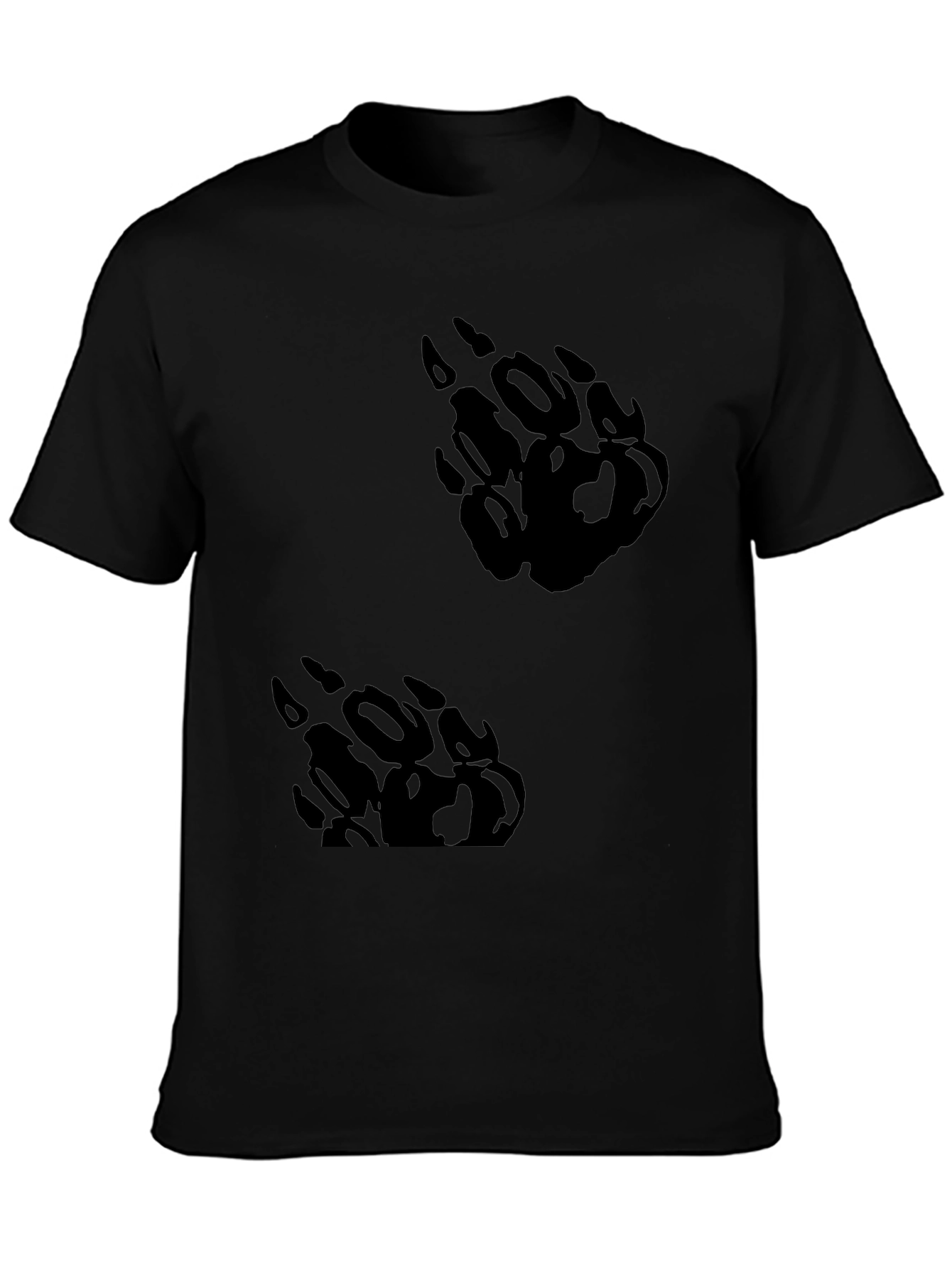 Black Black T-Shirt with Bear Paw Print Design view 3