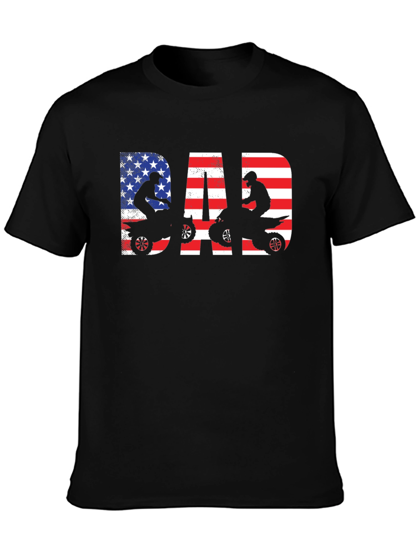 Black Dad ATV Rider American Flag T-Shirt view 3