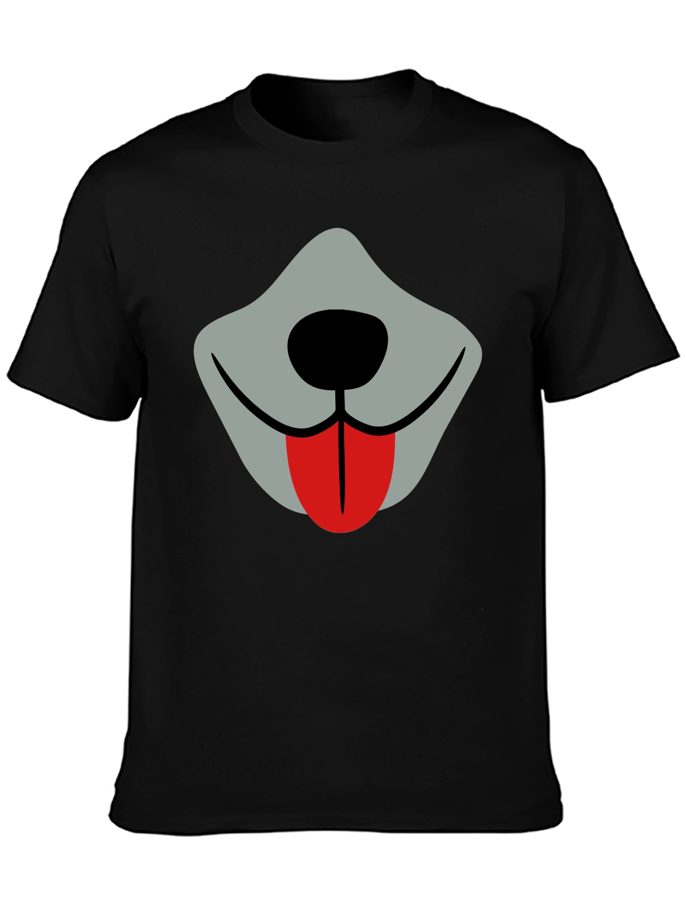 Black Funny Dog Face Graphic Tee - Black Crew Neck view 3