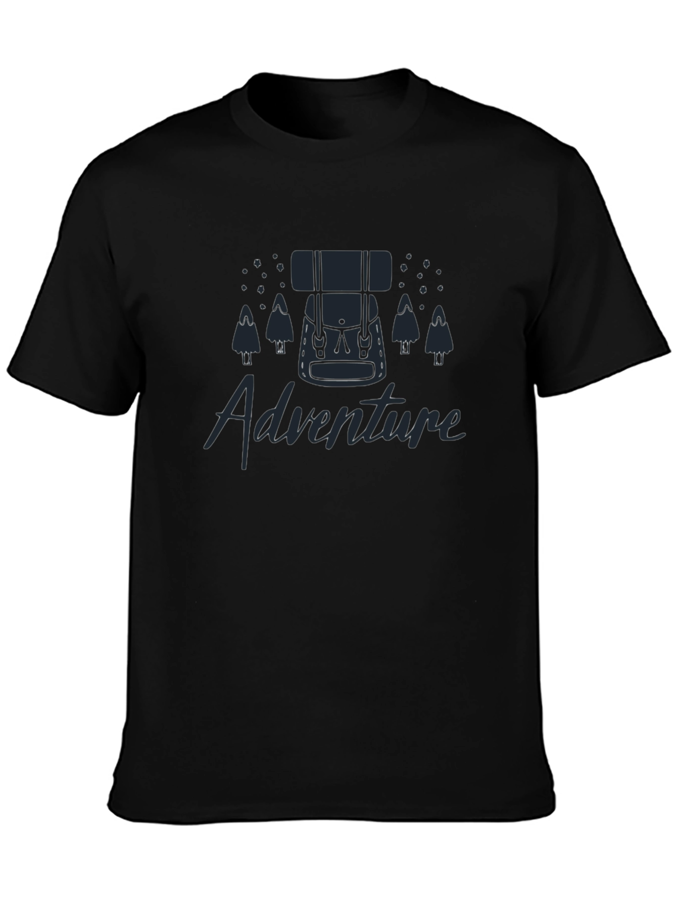Black Adventure Graphic Tee - Hiking Backpack Design view 3