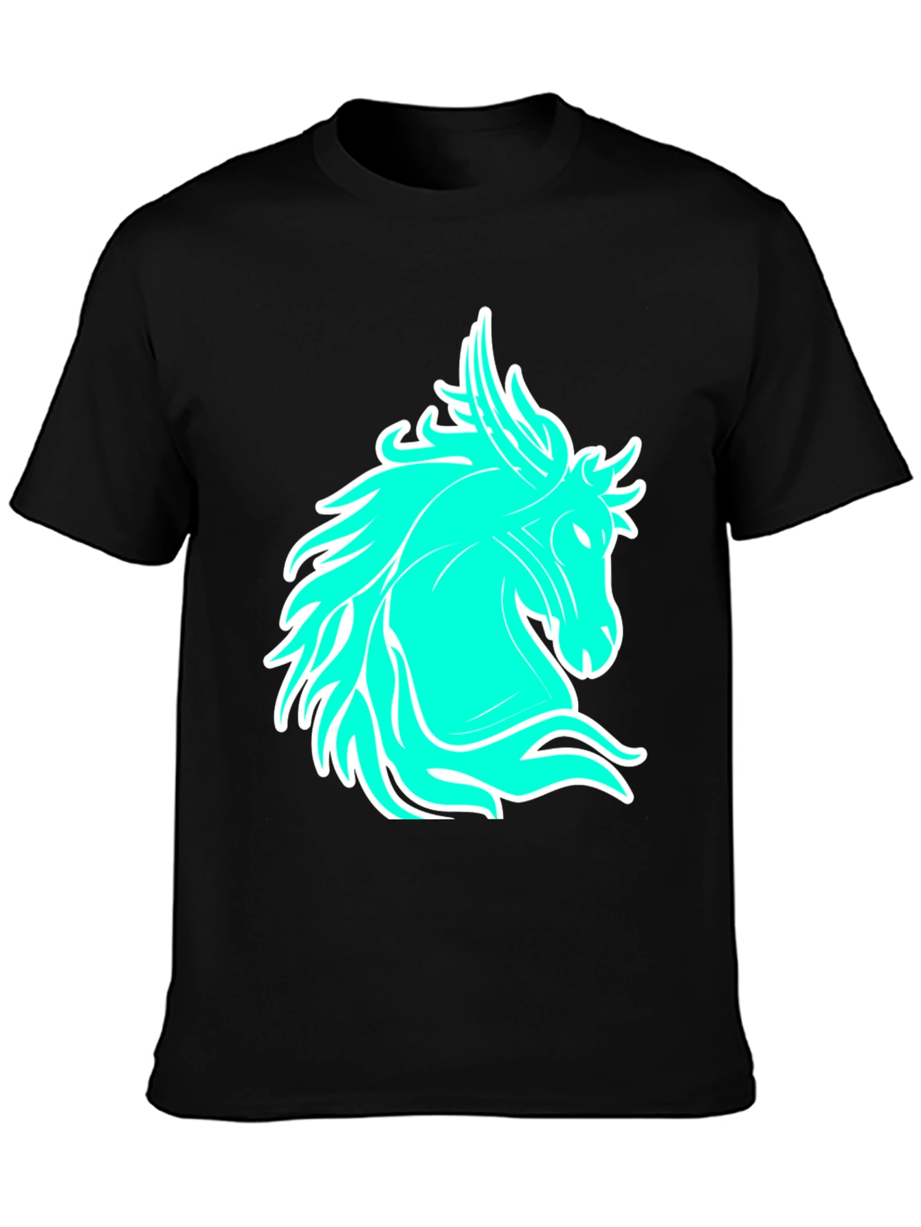 Black Cool Horse Graphic Tee - Black Casual T-Shirt view 3