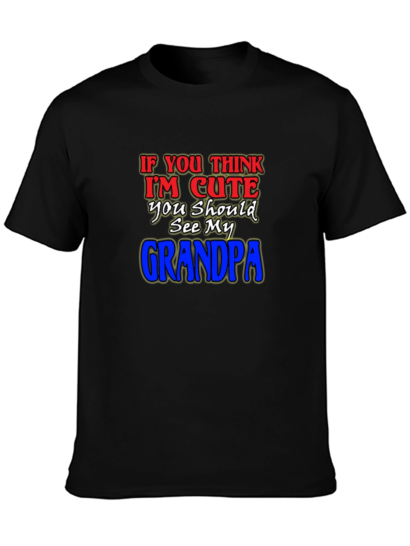 Black Cute Grandpa T-Shirt - Humorous Family Tee view 3