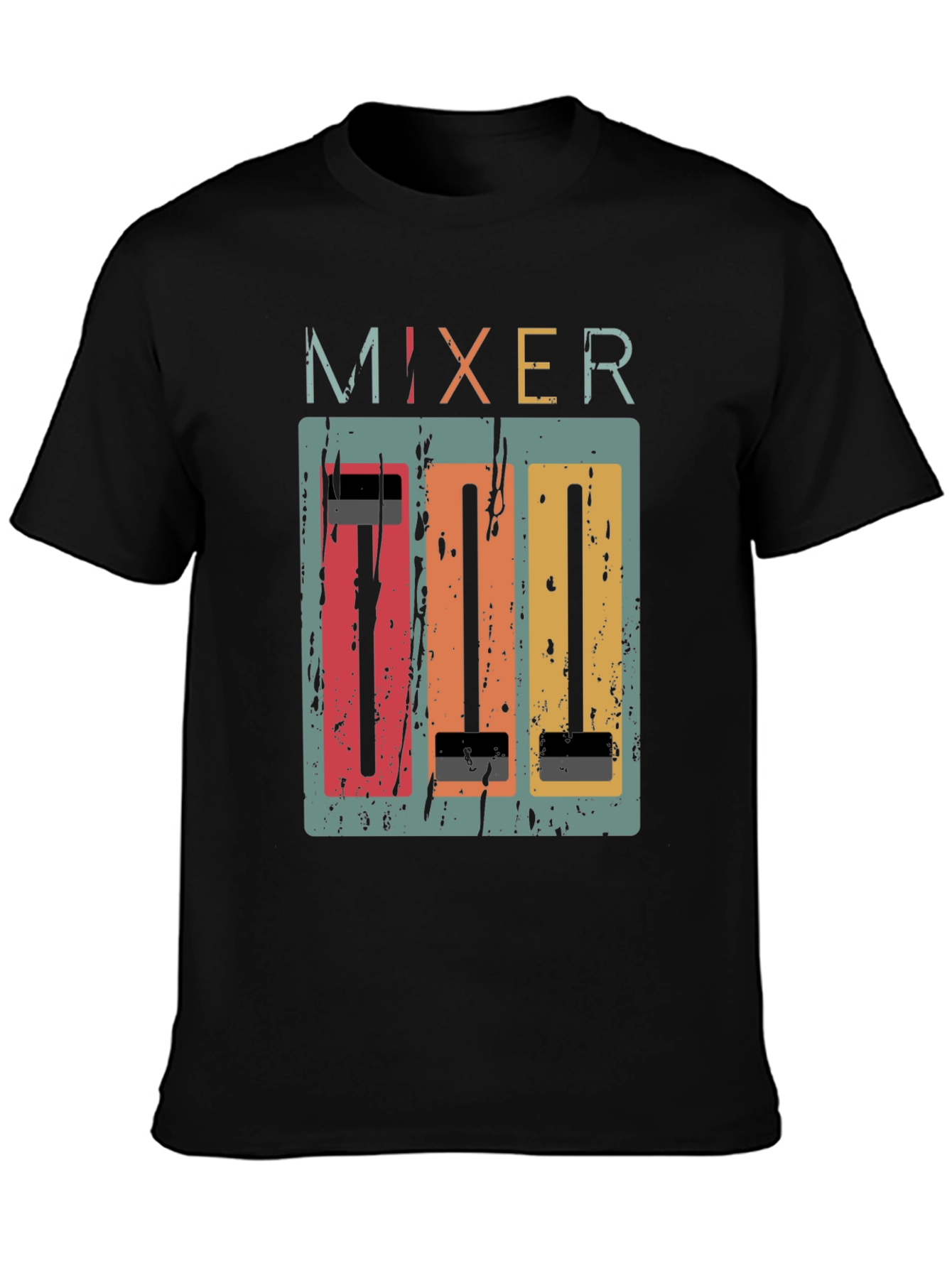 Black Retro Mixer Graphic Tee - Music Lover's T-Shirt view 3