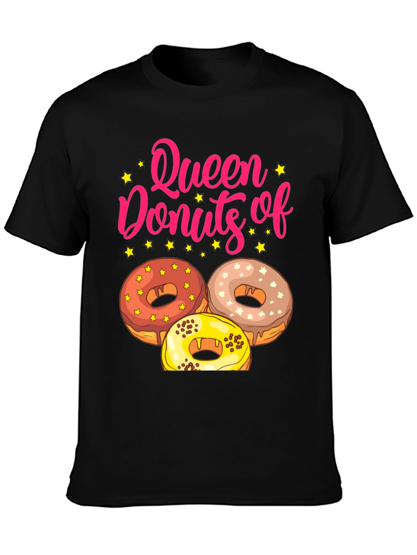 Black Queen of Donuts T-Shirt Funny Dessert Tee view 3