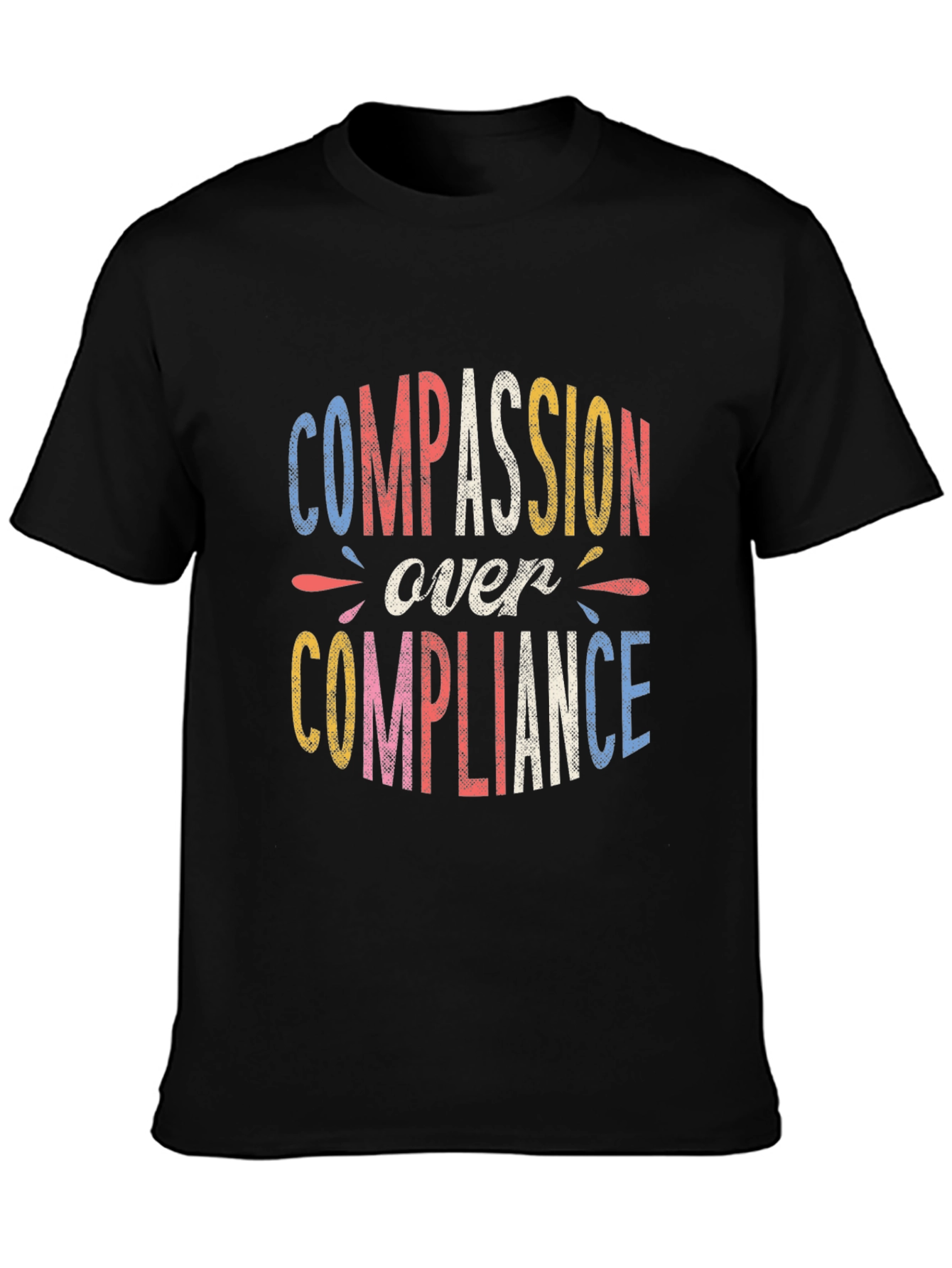 Black Compassion Over Compliance Graphic Tee - Black view 3