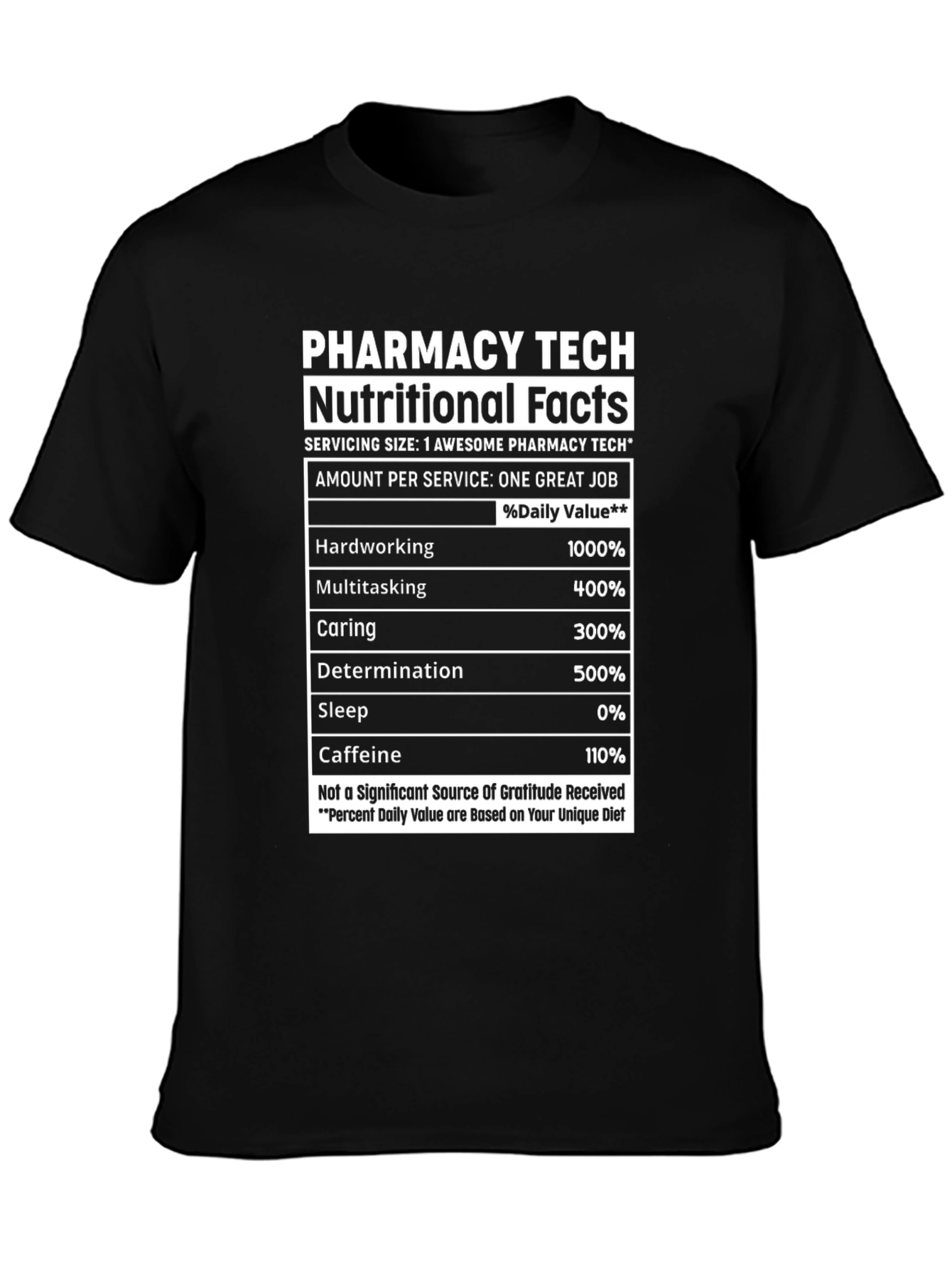 Black Pharmacy Tech Nutritional Facts T-Shirt view 3