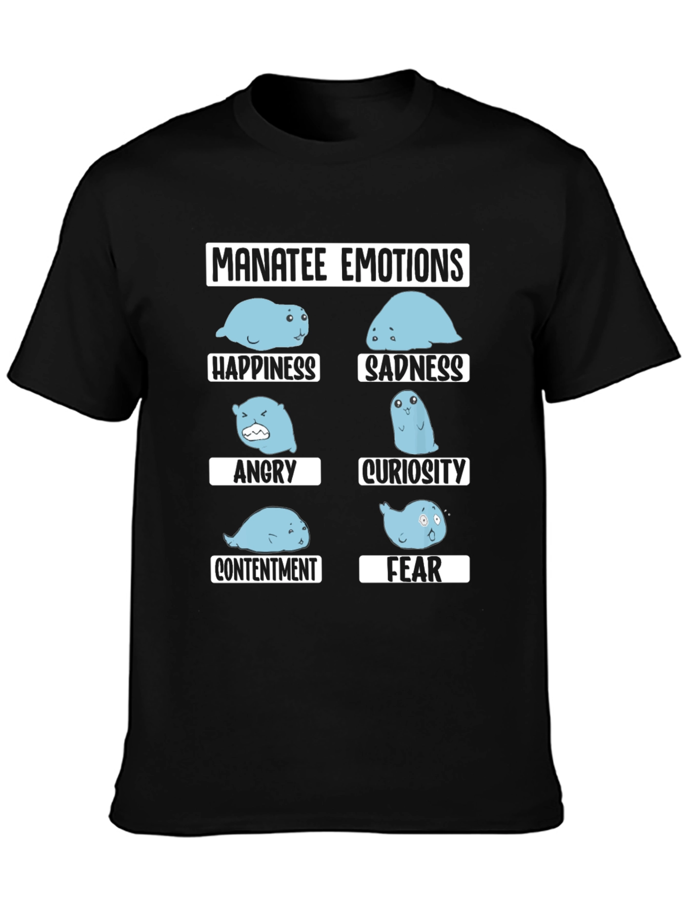 Black Manatee Emotions Graphic Tee view 3