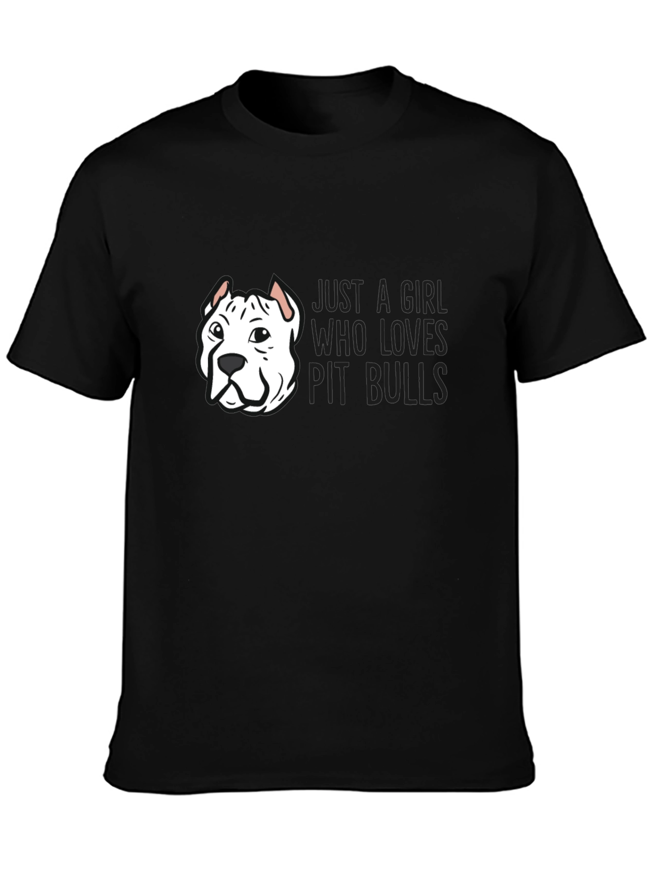 Black Just a Girl Who Loves Pit Bulls T-Shirt view 3