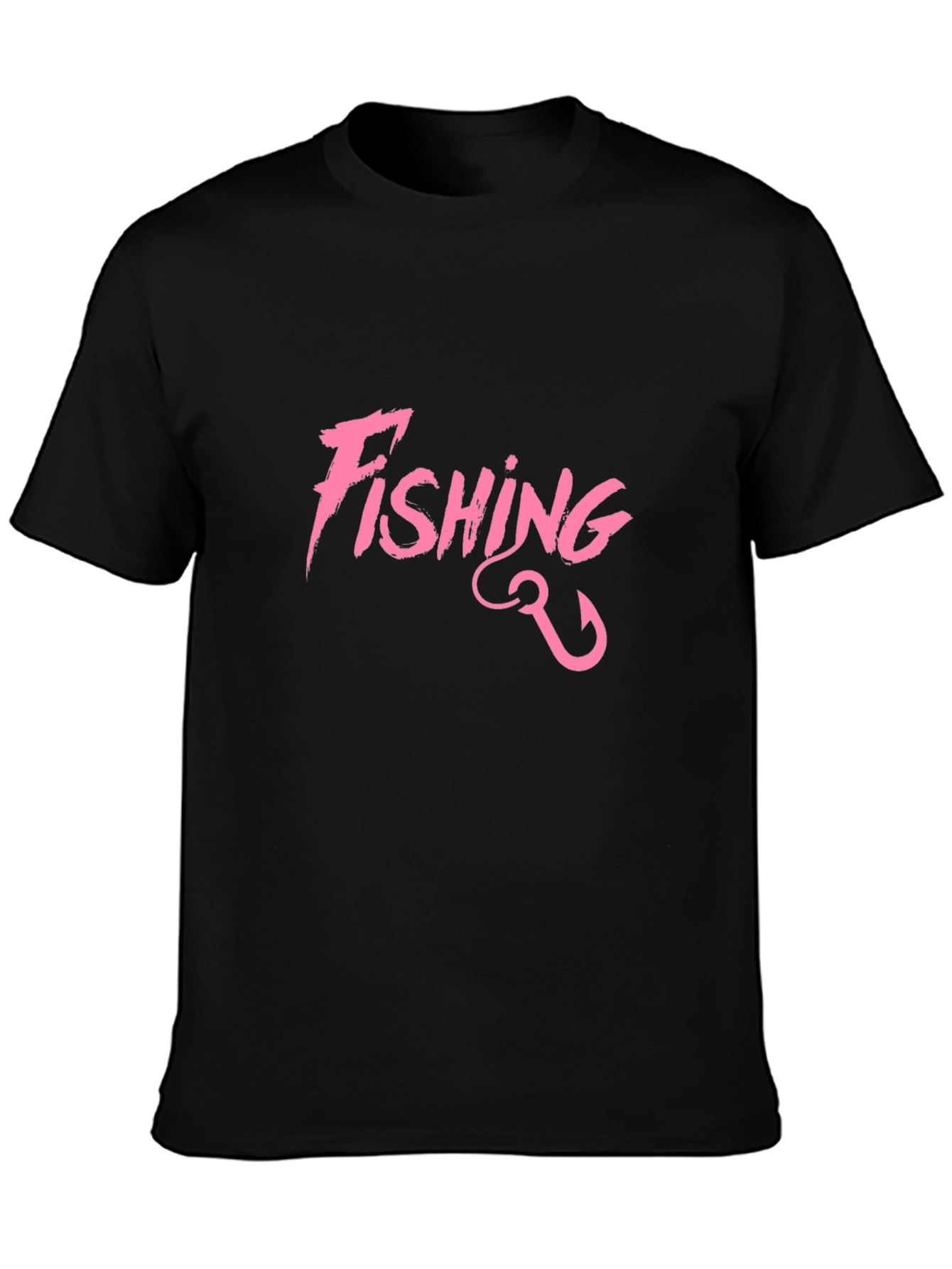 Black Fishing T-Shirt - Pink Graphic Print view 3