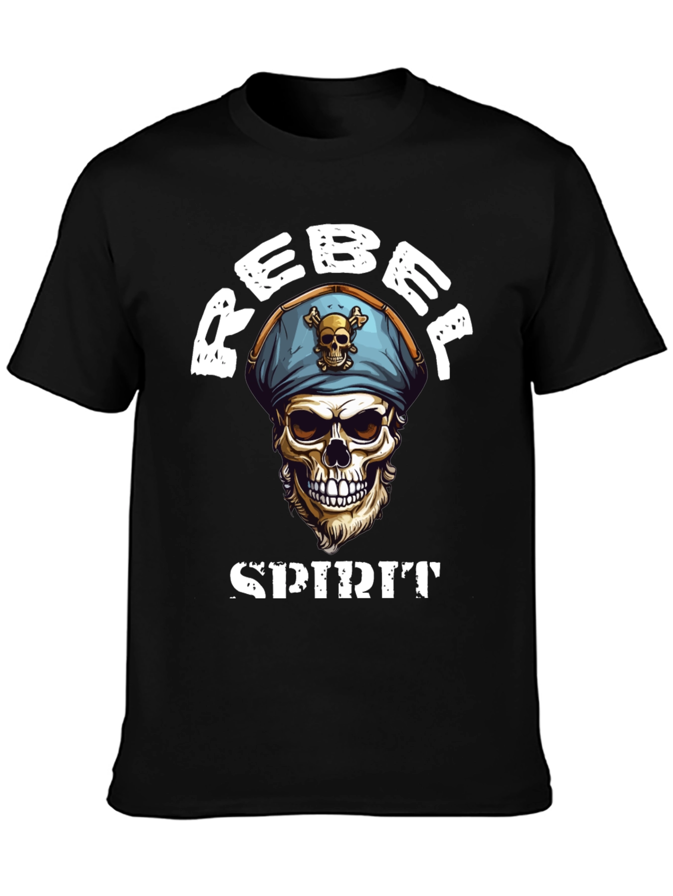 Black Rebel Spirit Skull Graphic Tee - Black view 3