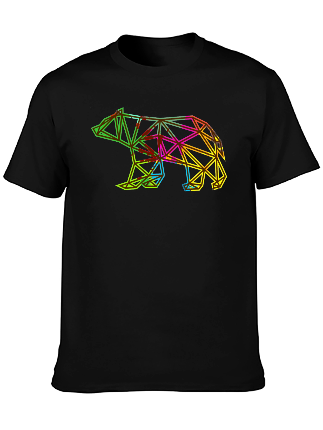 Black Geometric Bear Graphic Tee - Modern Men's T-Shirt view 3