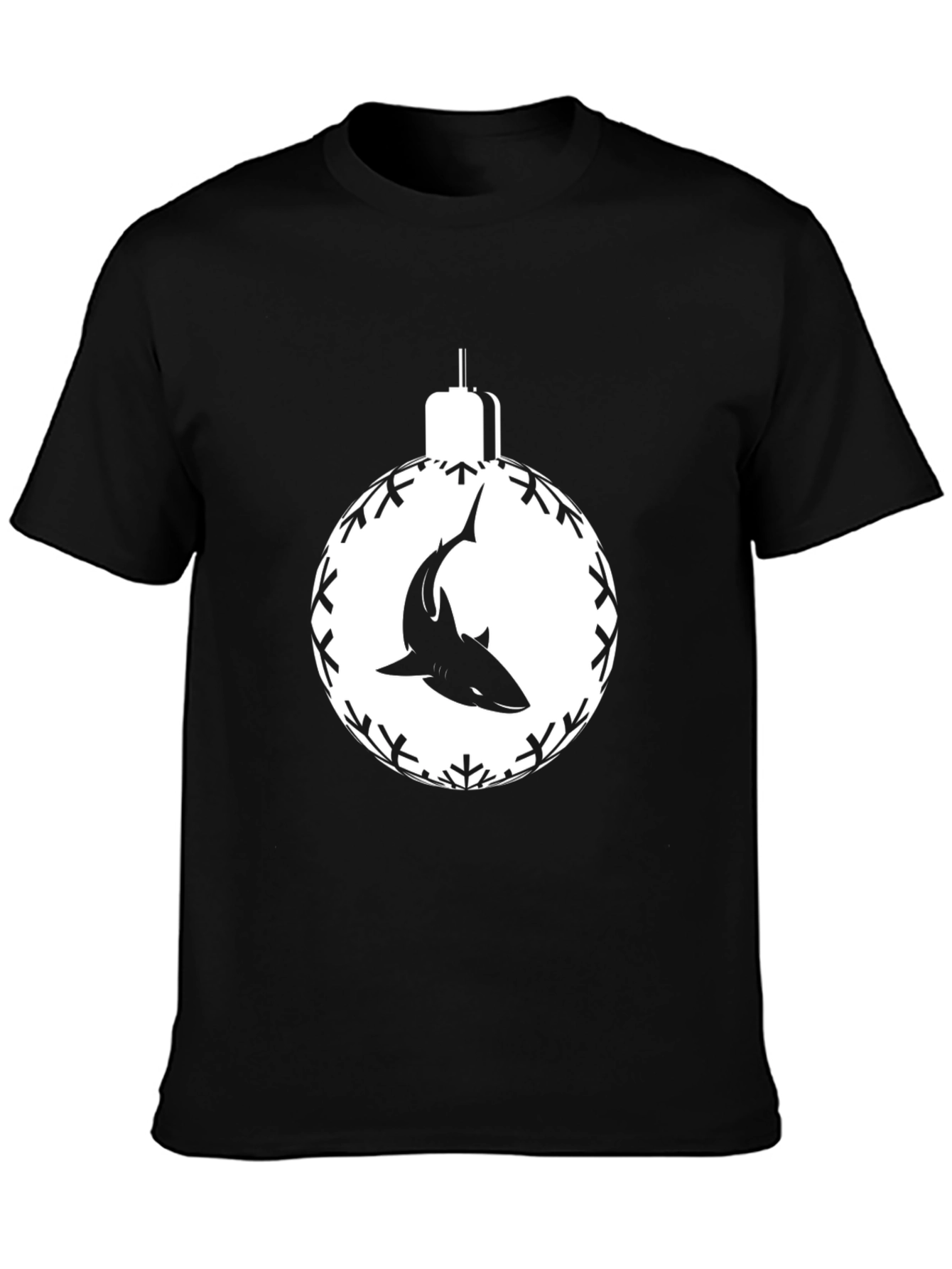 Black Shark Christmas Ornament Black T-Shirt view 3