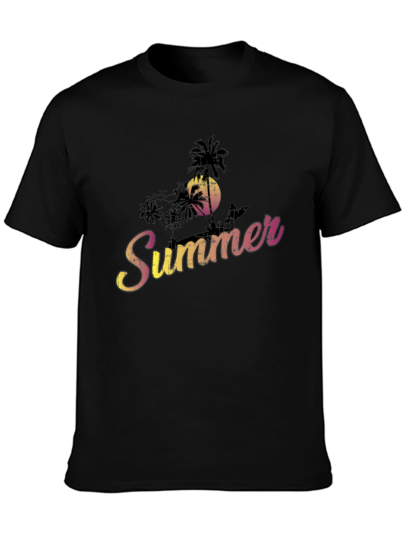 Black Summer Vibe Graphic Tee - Black Cotton Blend view 3