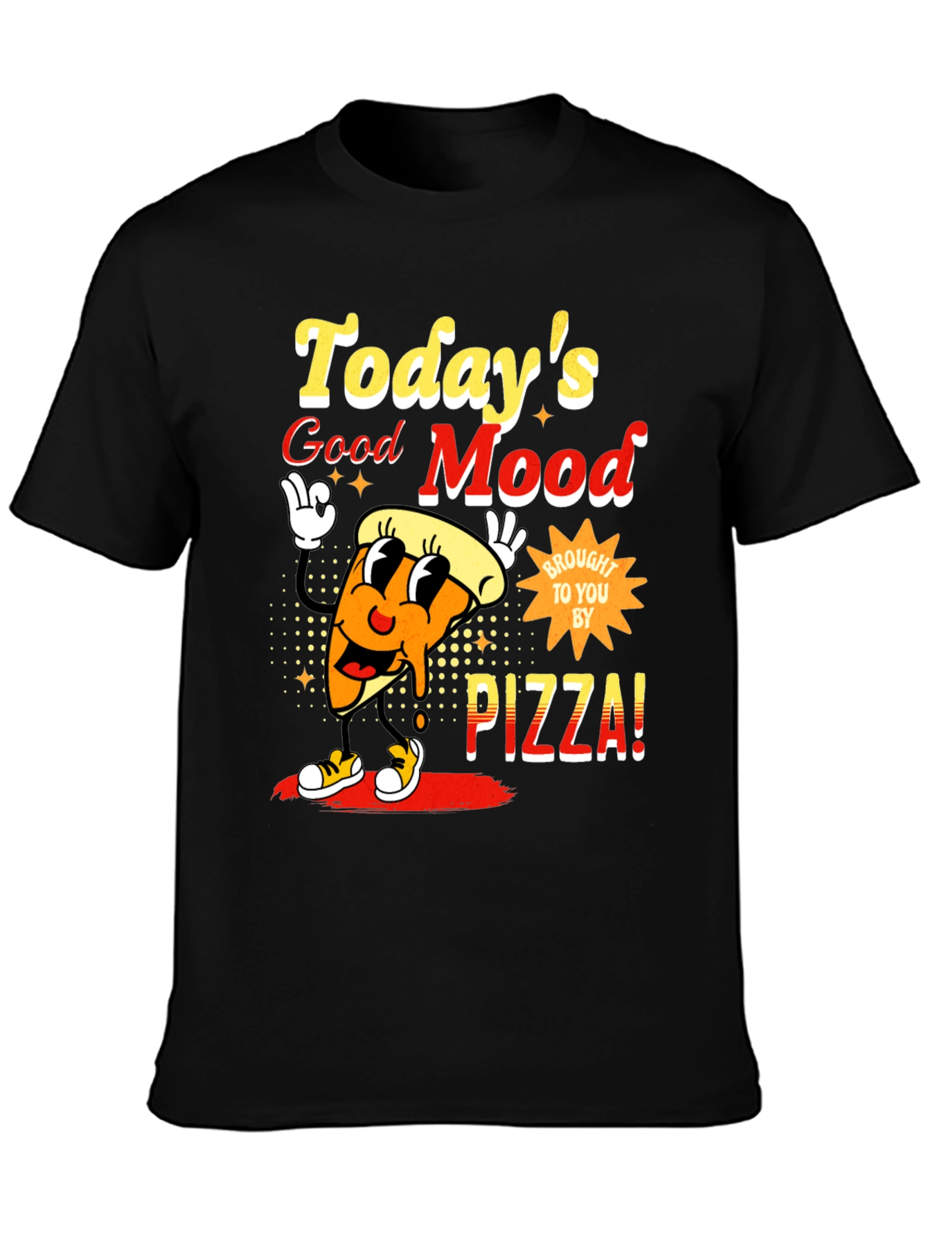 Black Today's Good Mood Pizza Graphic Tee view 3