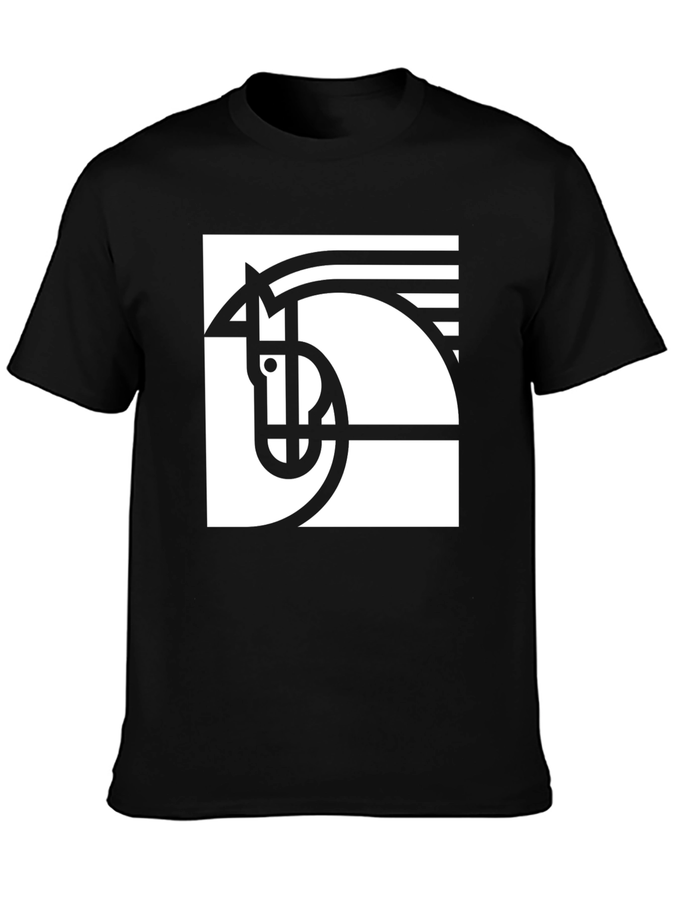 Black Abstract Horse Graphic Tee - Modern Art T-Shirt view 3