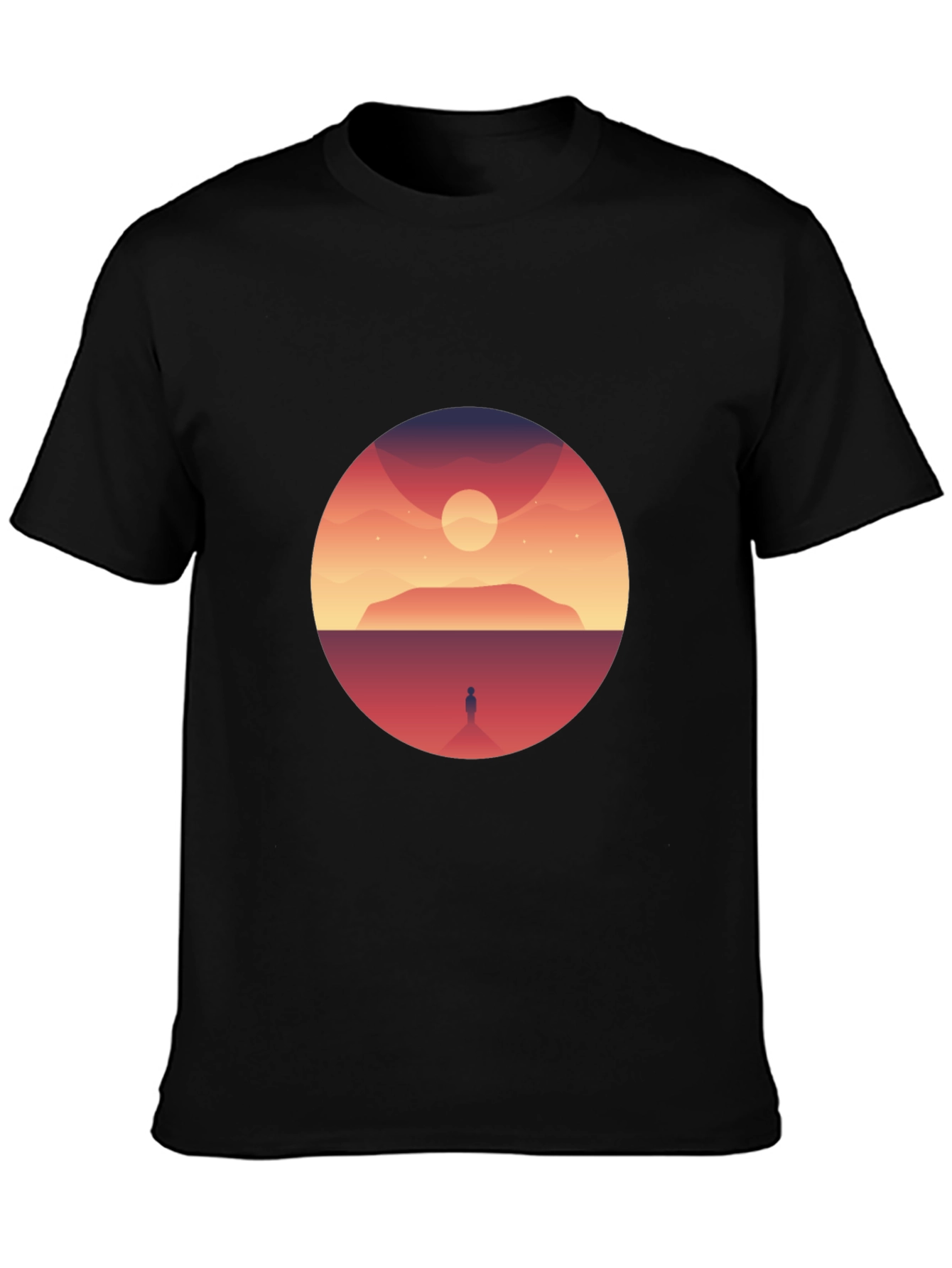 Black Sunset Silhouette Graphic Tee - Soft Cotton Blend view 3