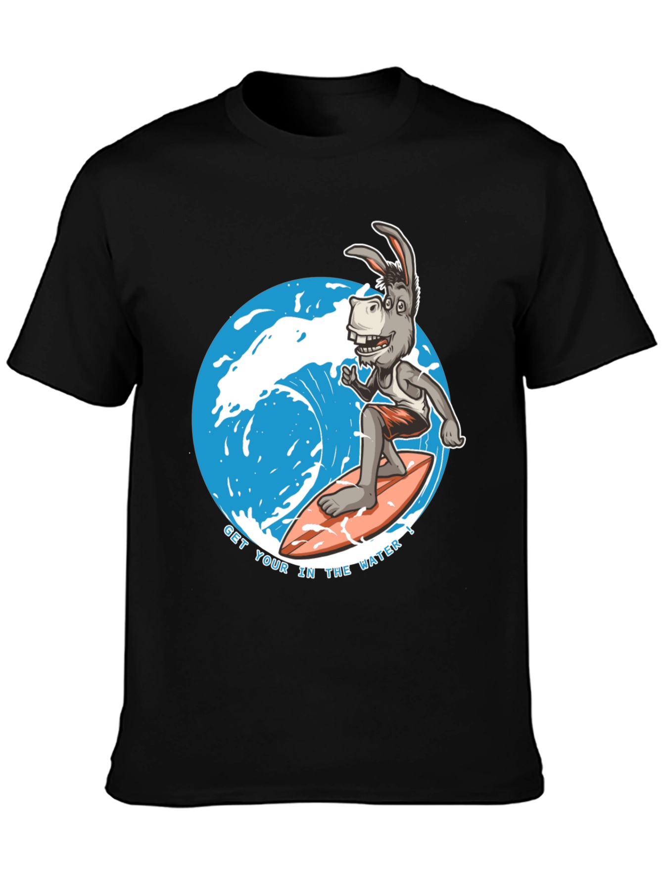 Black Surfing Donkey Graphic T-Shirt view 3