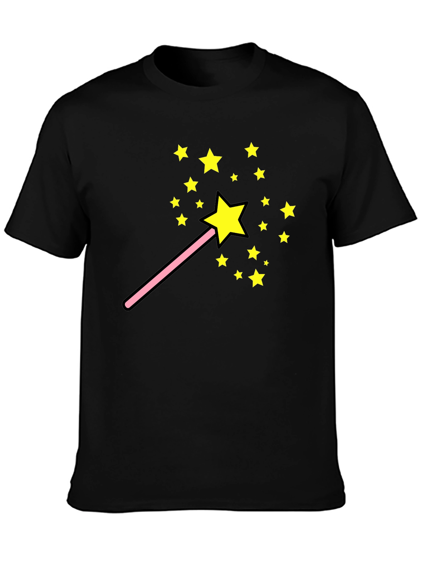 Black Magic Wand Star T-Shirt - Fun Whimsical Design view 3