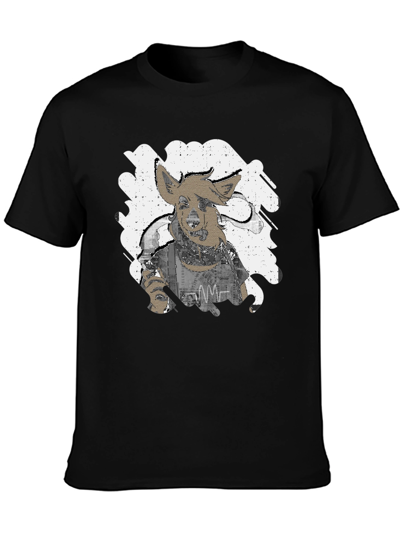 Black Unique Distressed Graphic Tee - Men's Black T-Shirt view 3